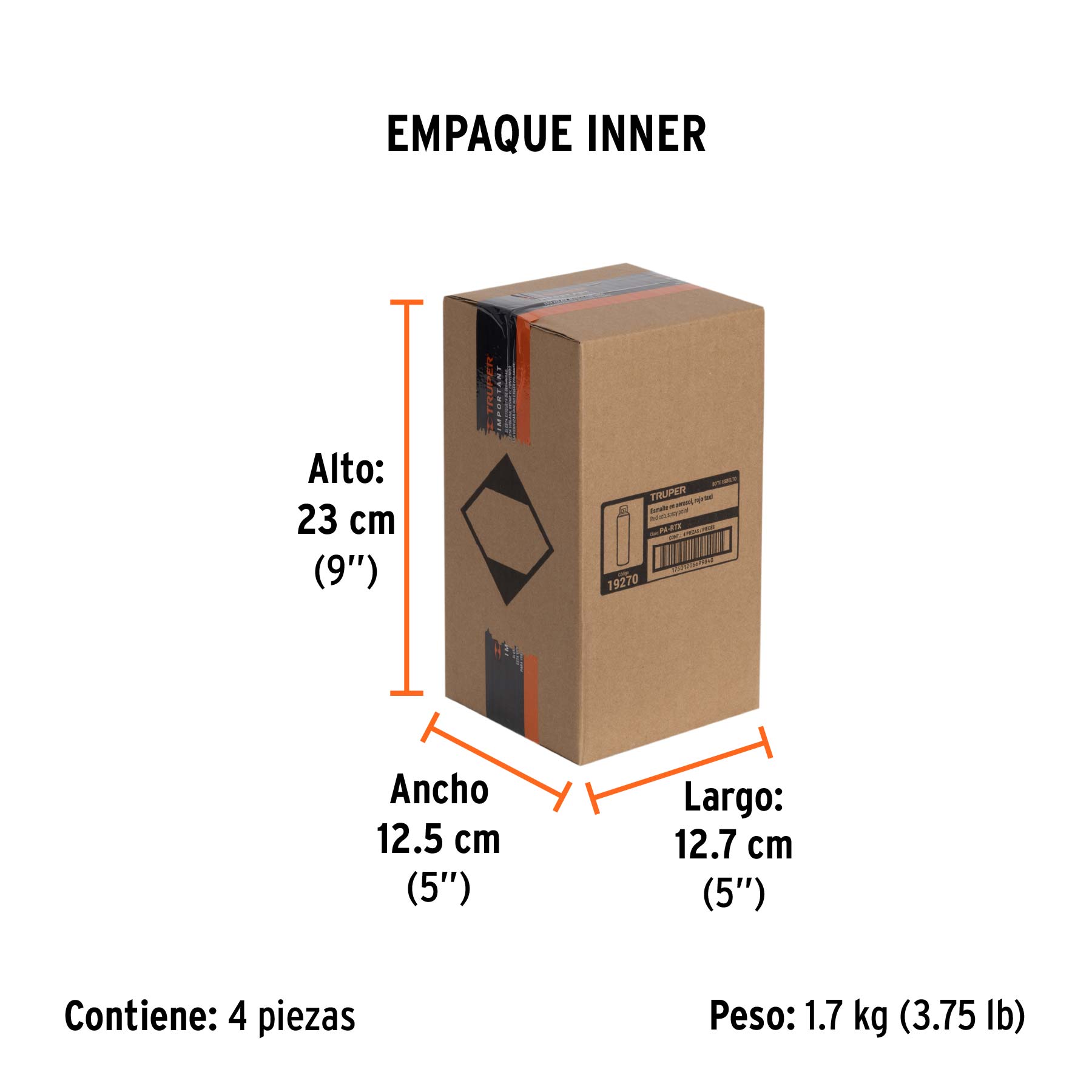 Pintura en aerosol, rojo taxi, bote esbelto, 400 ml - Empaque