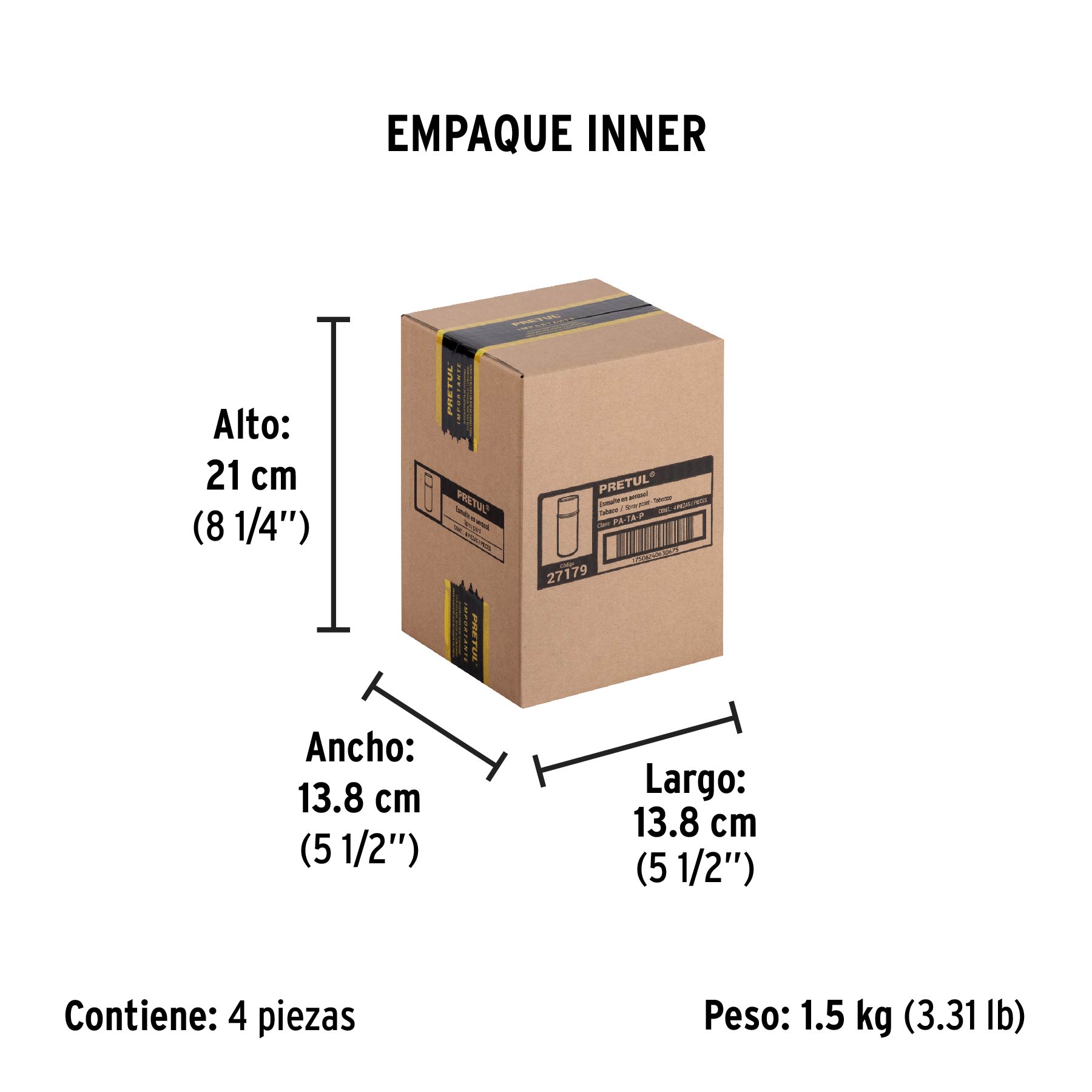 Pintura en aerosol, tabaco, 400 ml, PRETUL - Empaque