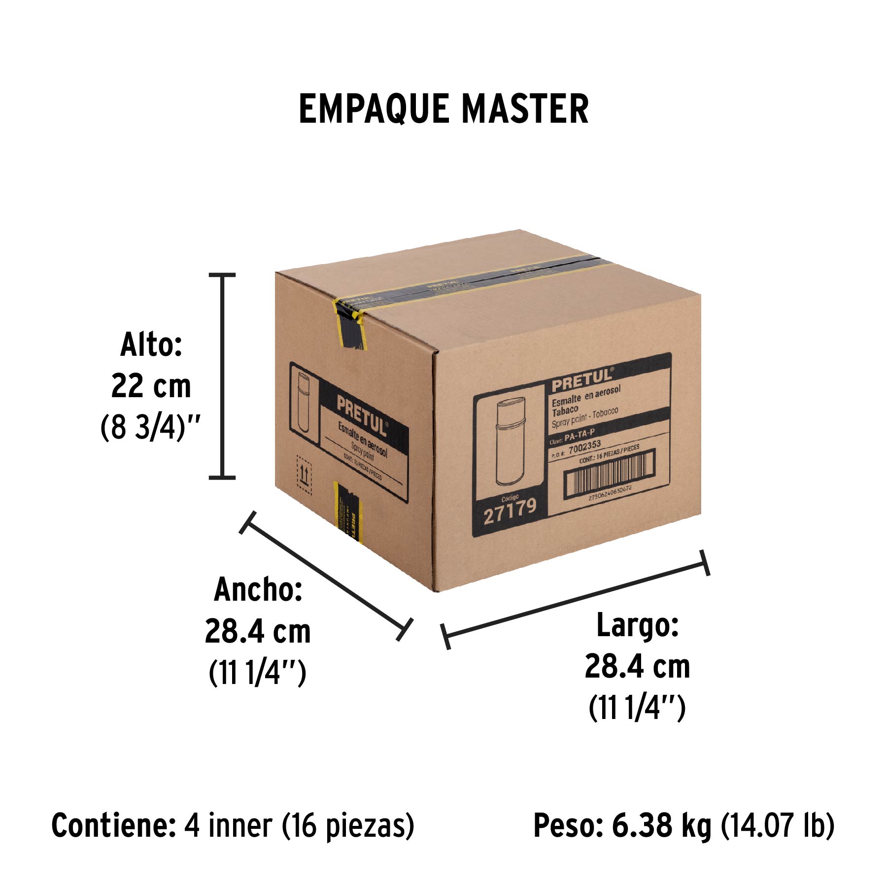 Pintura en aerosol, tabaco, 400 ml, PRETUL - Empaque