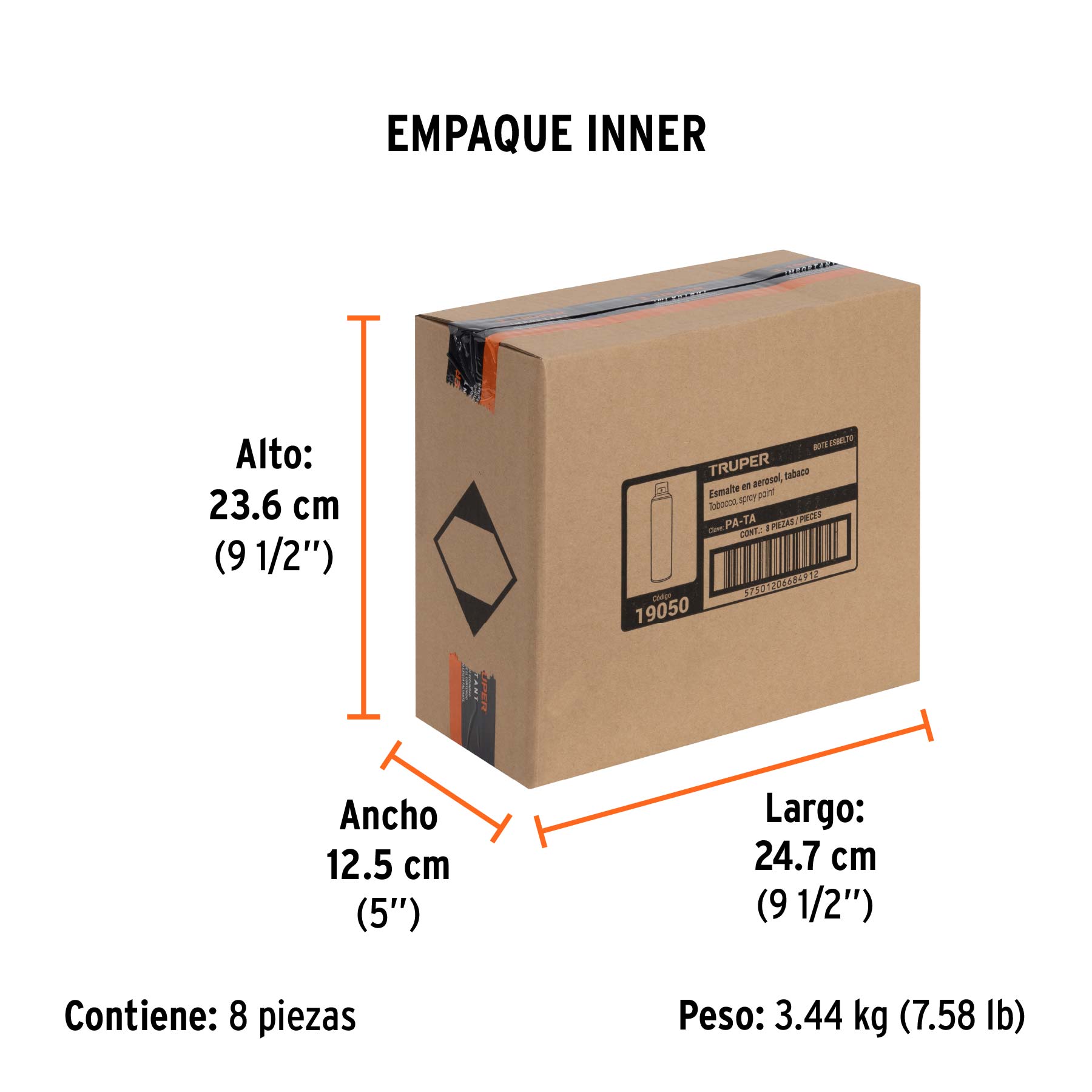 Pintura en aerosol, tabaco, bote esbelto, 400 ml - Empaque