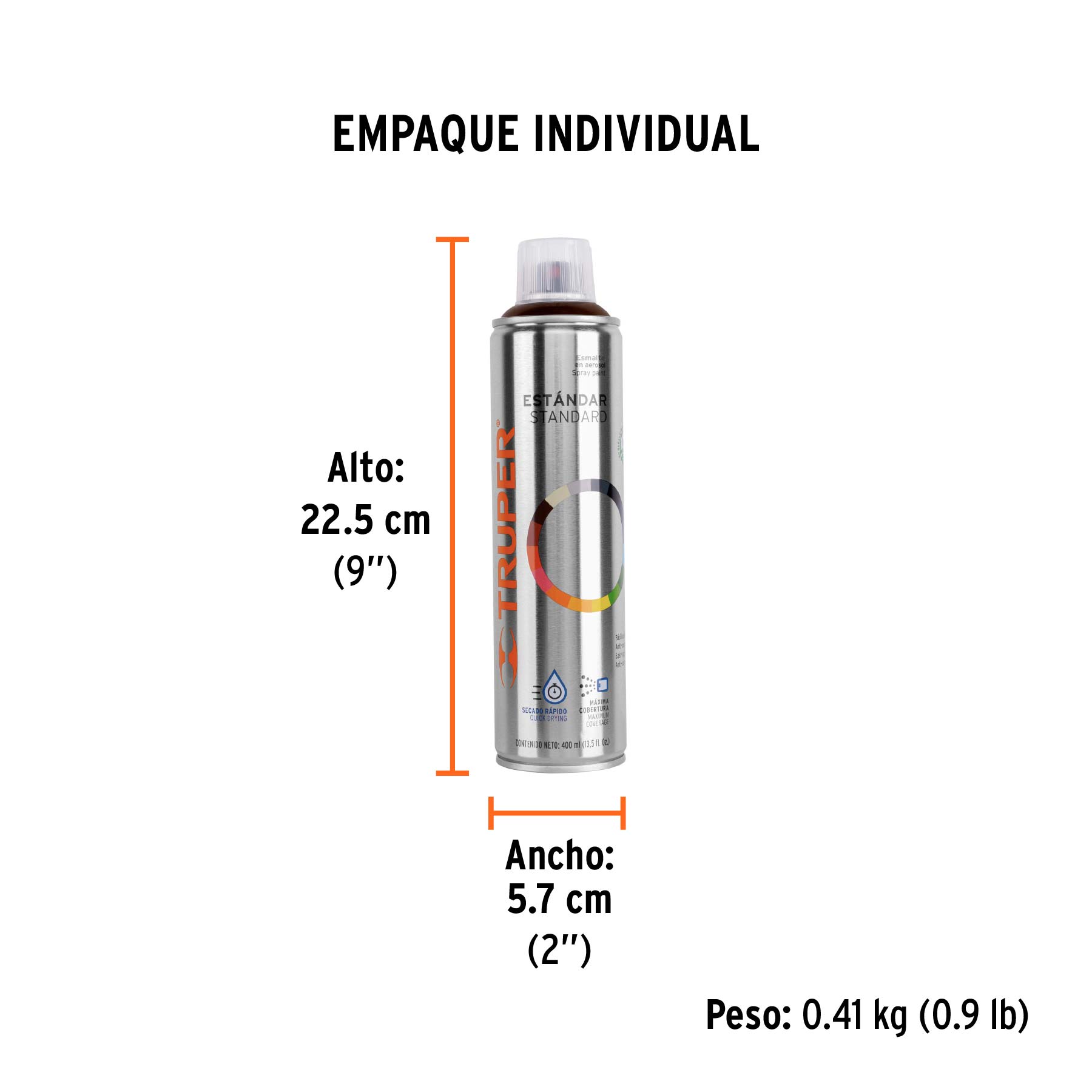 Pintura en aerosol, tabaco, bote esbelto, 400 ml - Empaque