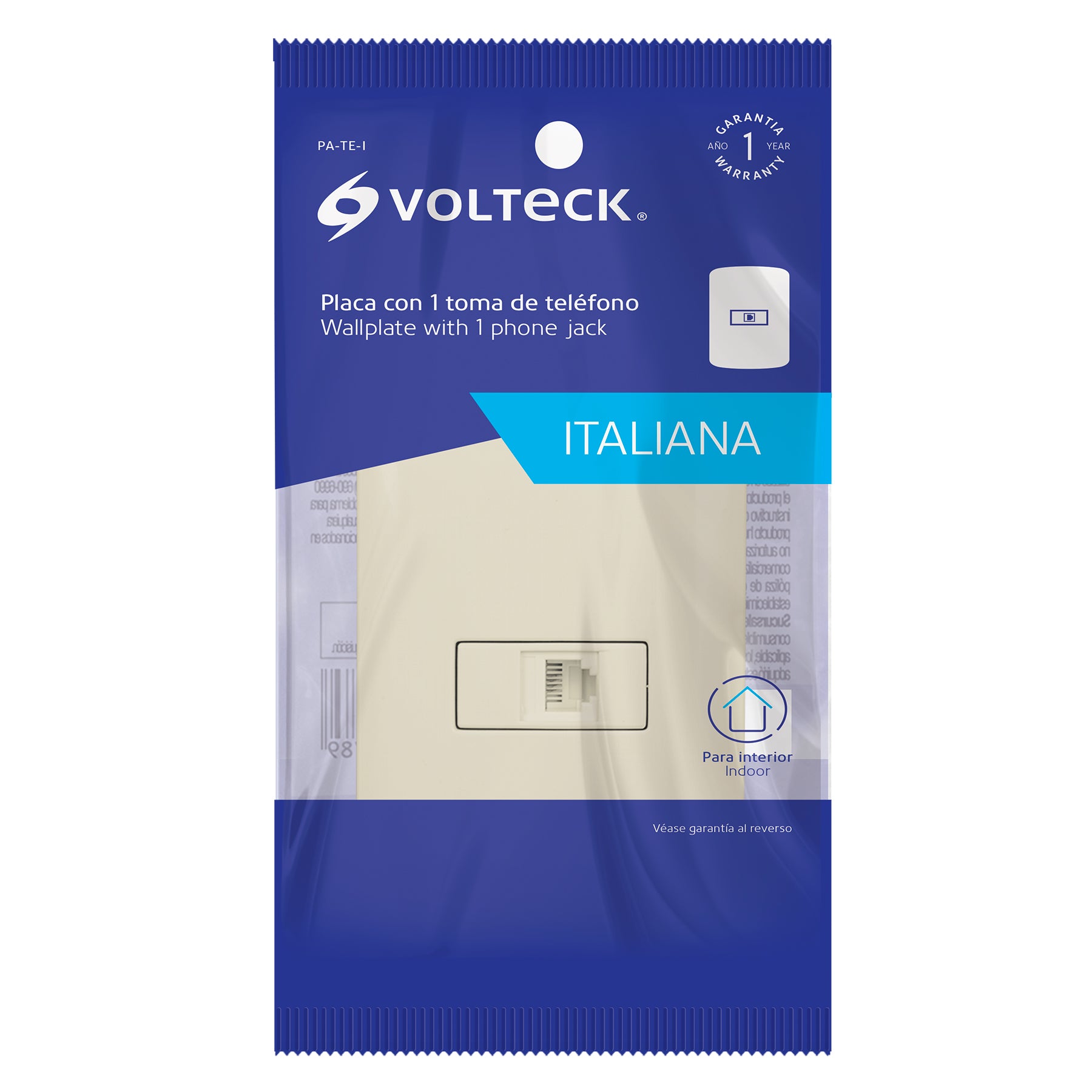 Placa armada con conexión de teléfono, marfil, línea Italiana