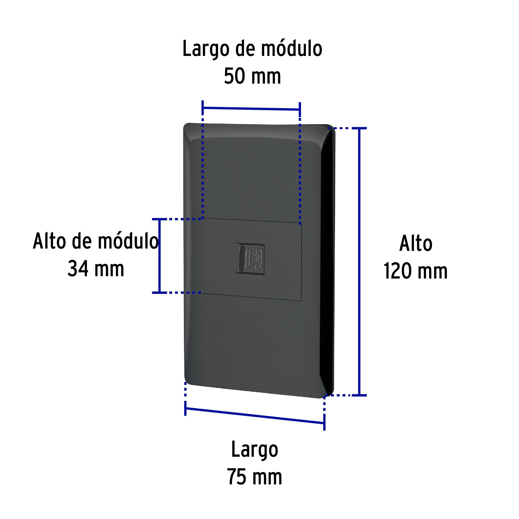 Placa armada negra 1 toma para teléfono 1.5 mód, Lisboa