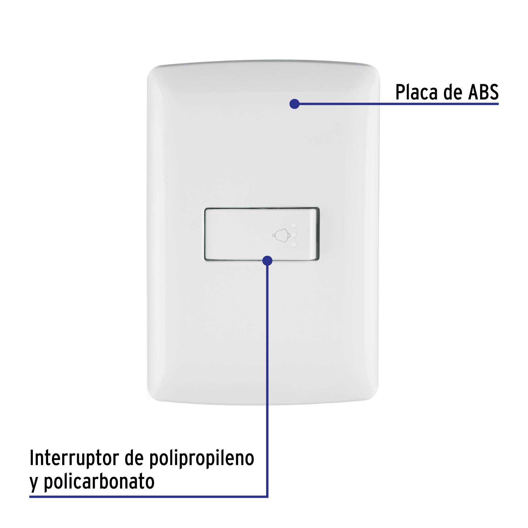 Placa armada con timbre, blanco, línea Italiana., VOLTECK