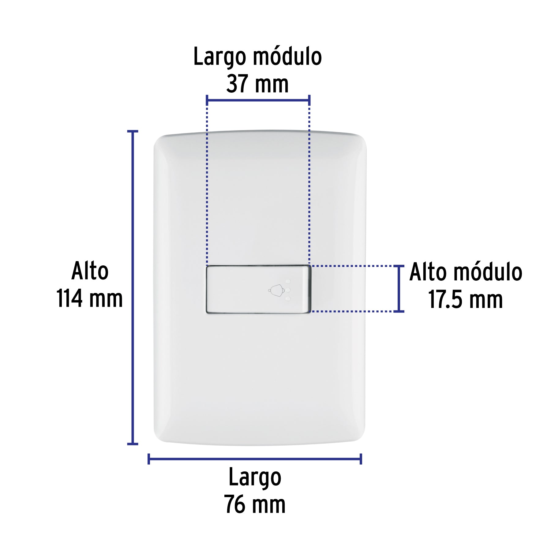 Placa armada con timbre, blanco, línea Italiana., VOLTECK