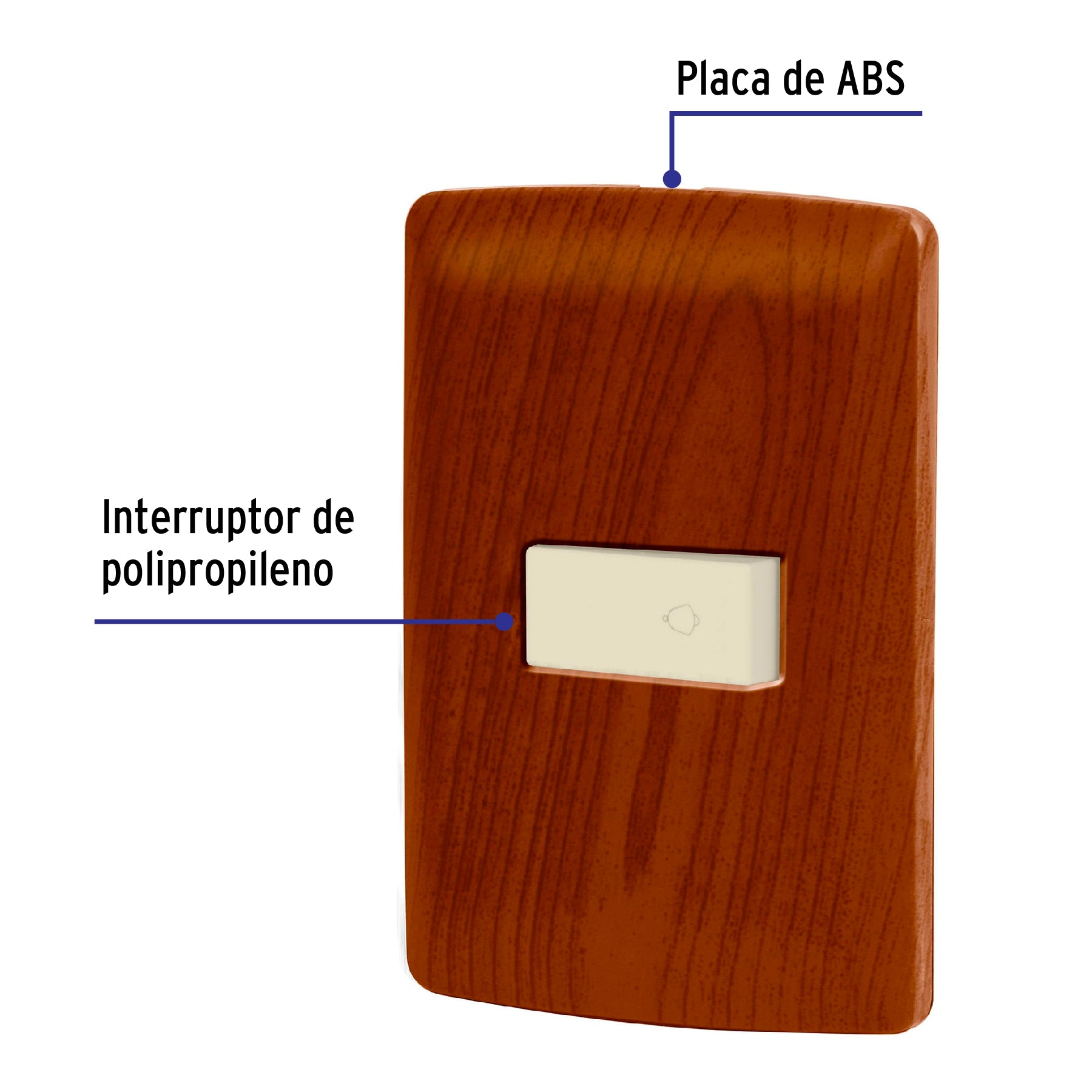 Placa armada con timbre madera, línea Italiana, VOLTECK