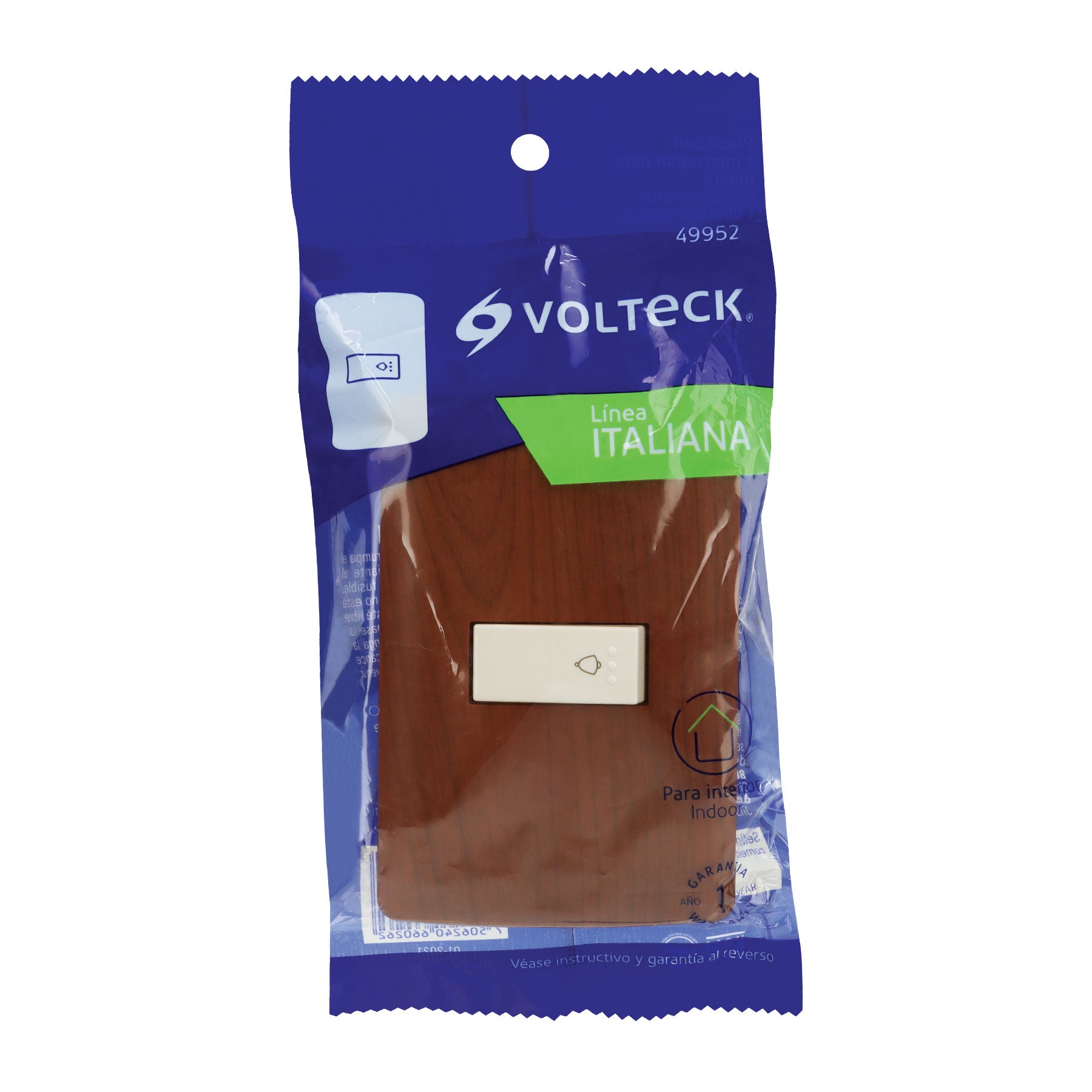 Placa armada con timbre madera, línea Italiana, VOLTECK