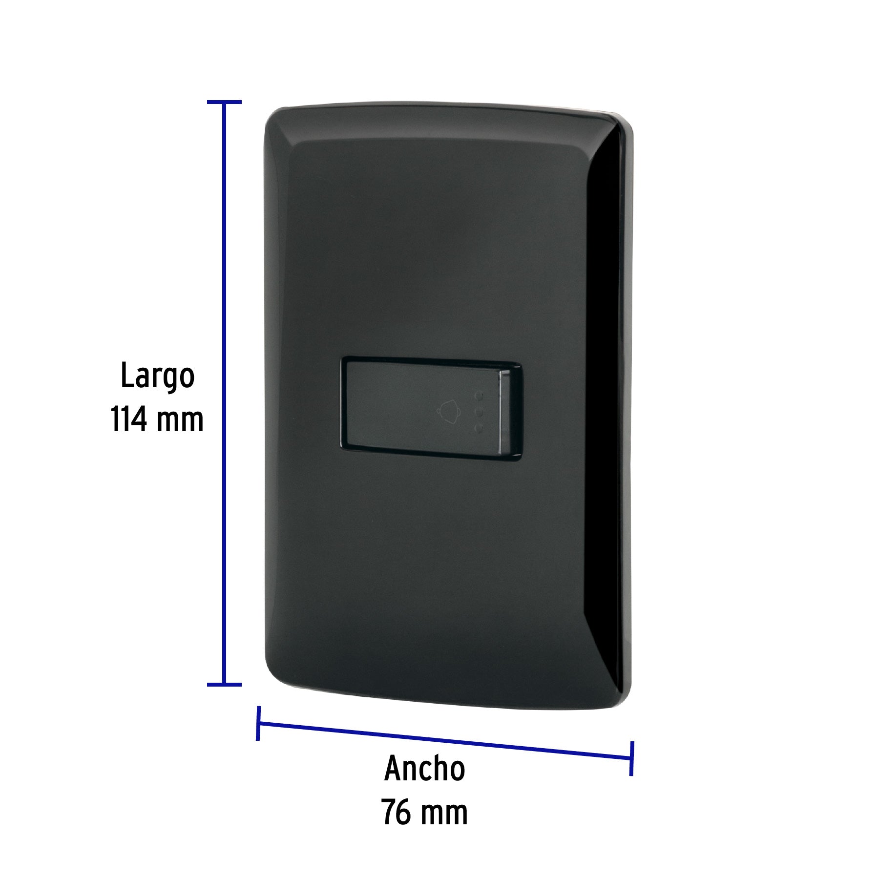 Placa armada con timbre, negro, línea Italiana, VOLTECK