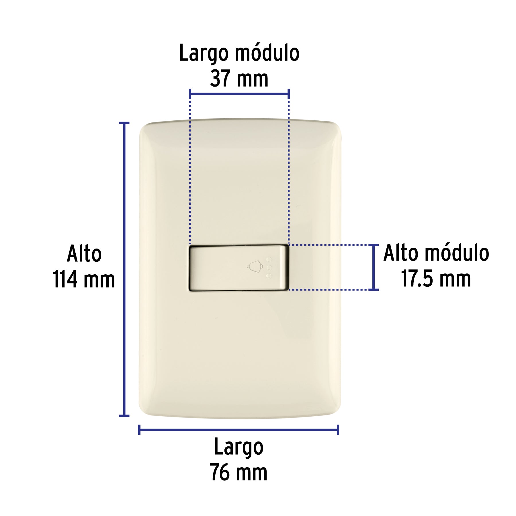 Placa armada con timbre, marfil, línea Italiana, VOLTECK