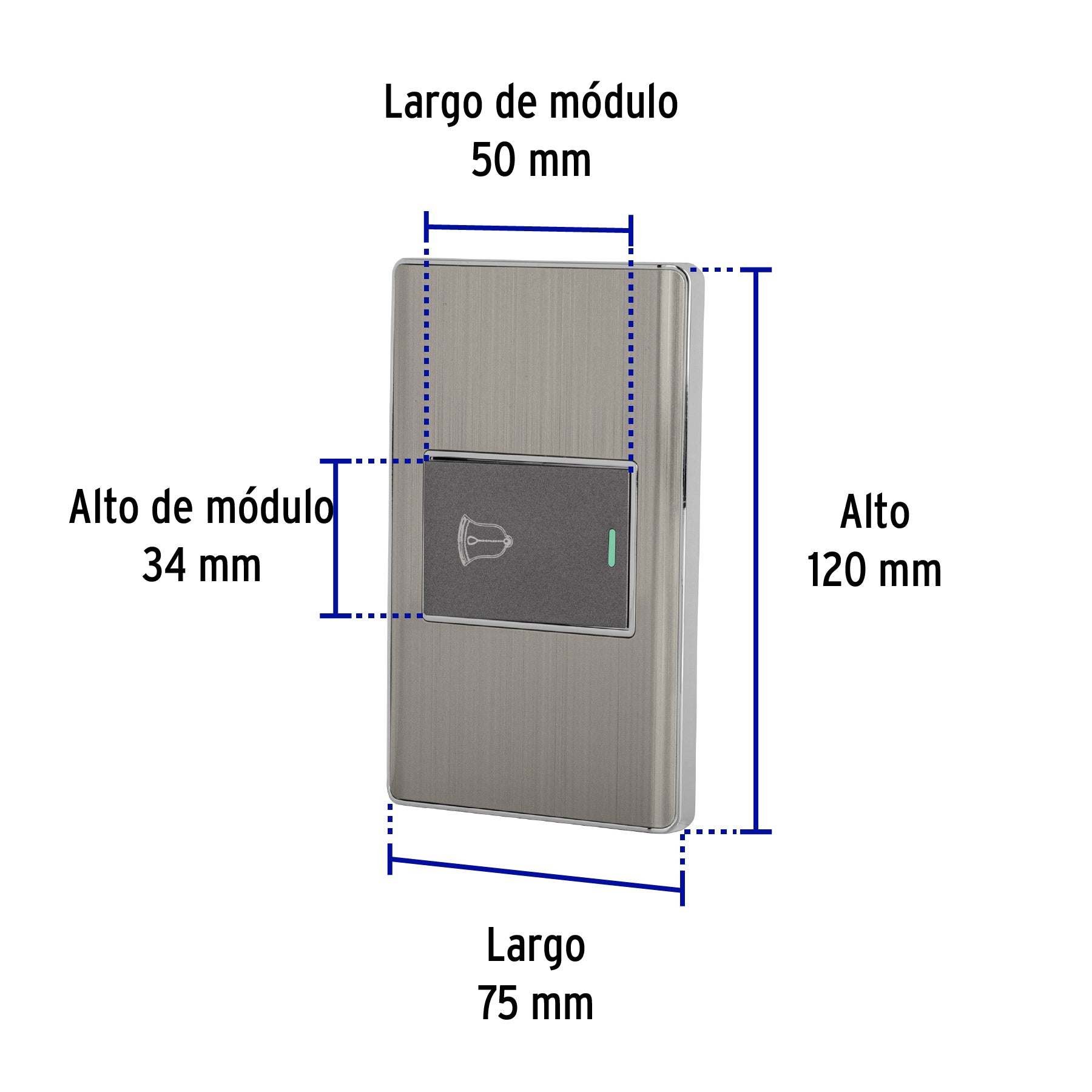Placa armada acero 1 interruptor de timbre 1.5 mód, Lisboa