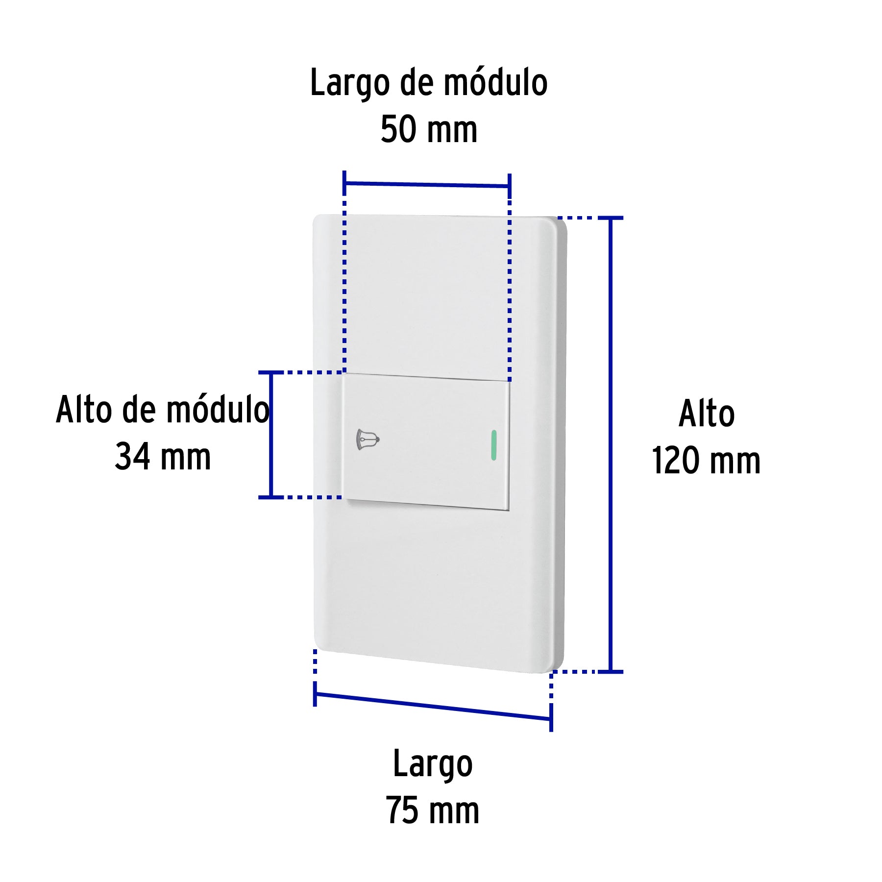 Placa armada blanca 1 interruptor de timbre 1.5 mód, Lisboa