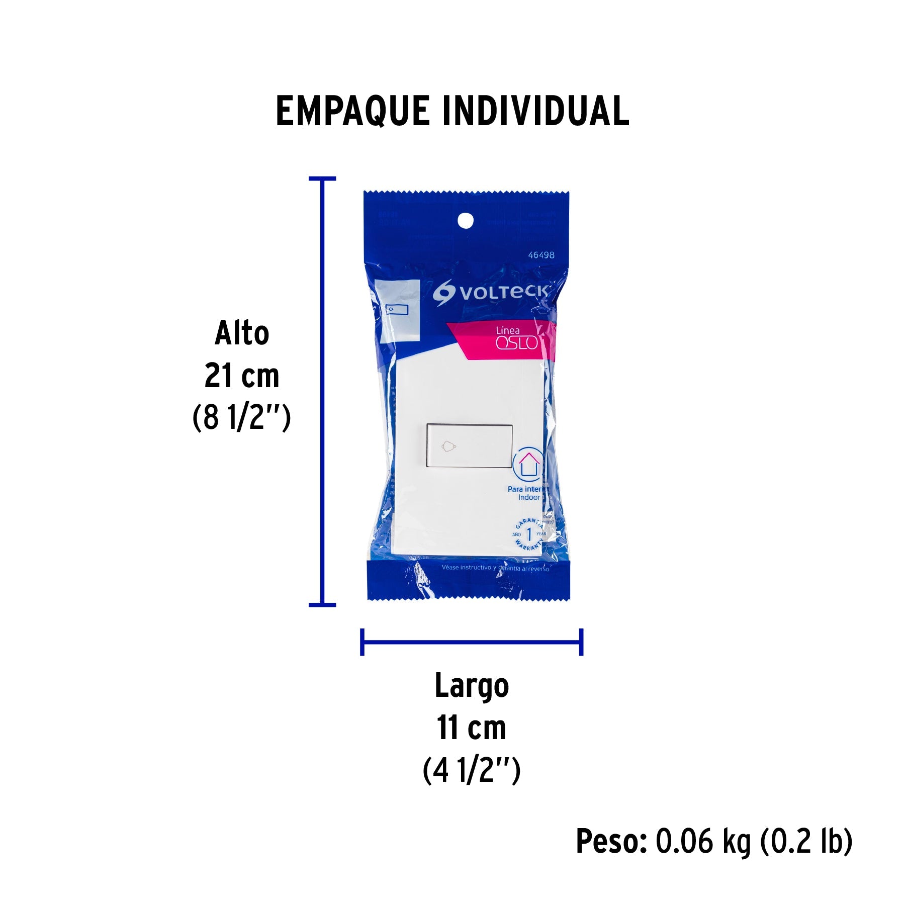 Placa armada con timbre, línea Oslo, color blanco, VOLTECK - Empaque