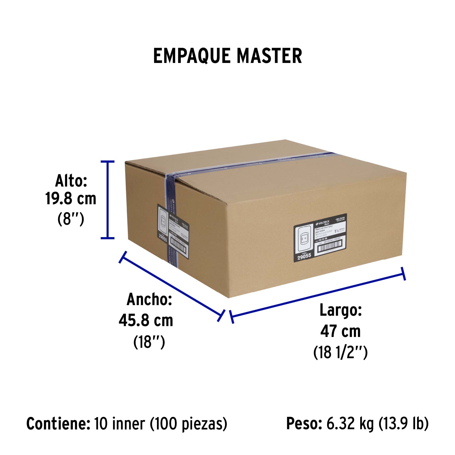 Placa armada 1 interruptor de timbre 1.5 módulos, Toledo - Empaque