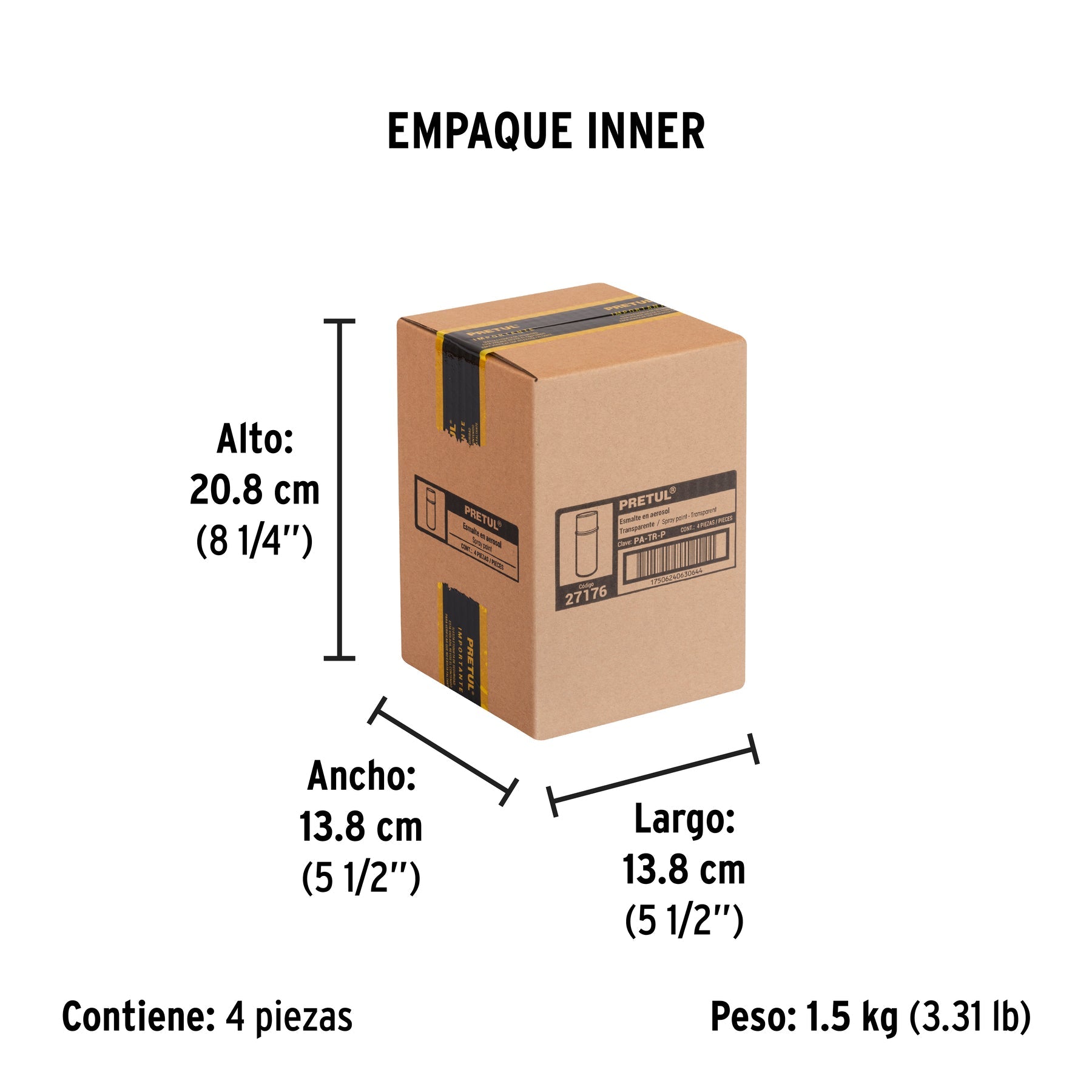 Pintura en aerosol, transparente, 400 ml, PRETUL - Empaque