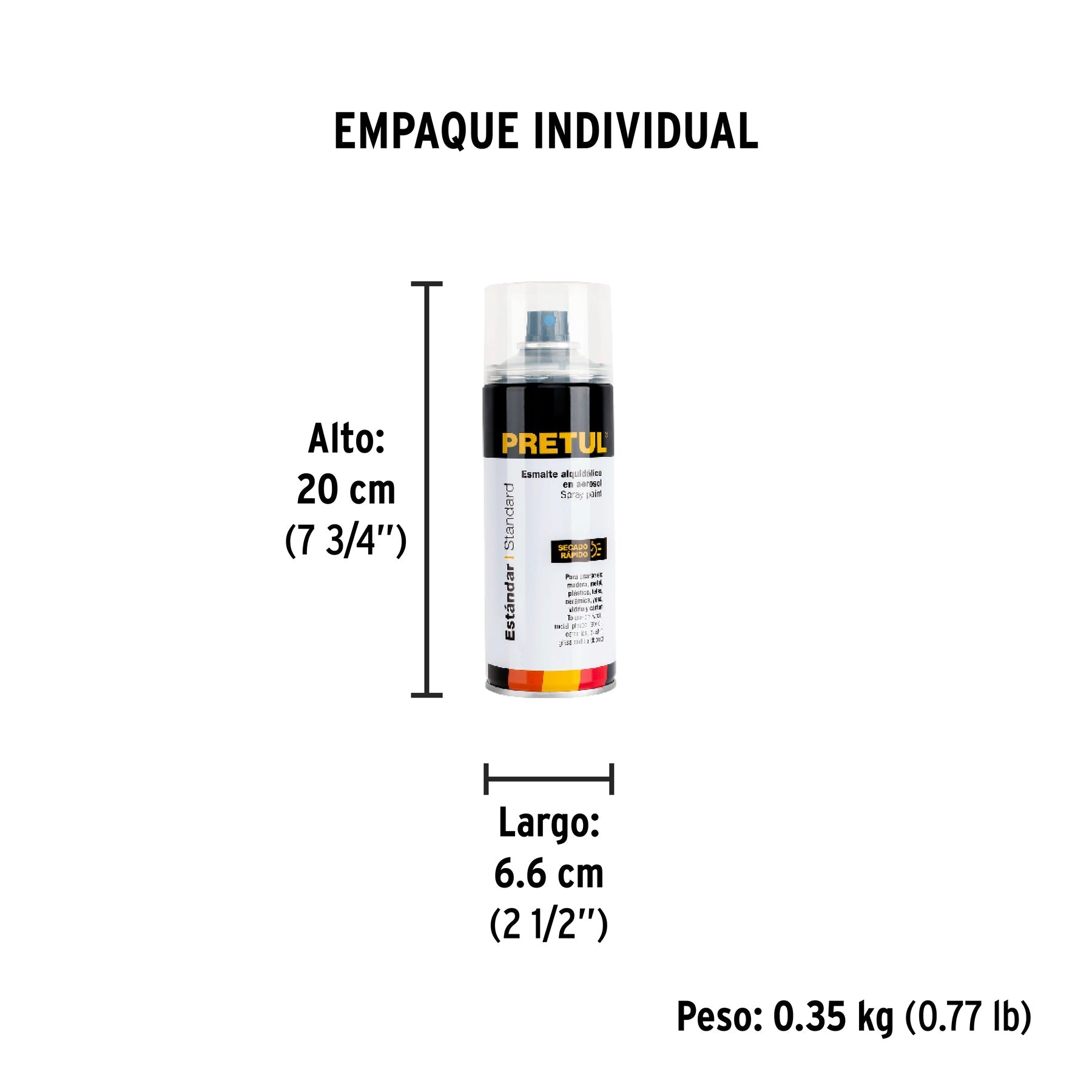 Pintura en aerosol, transparente, 400 ml, PRETUL - Empaque