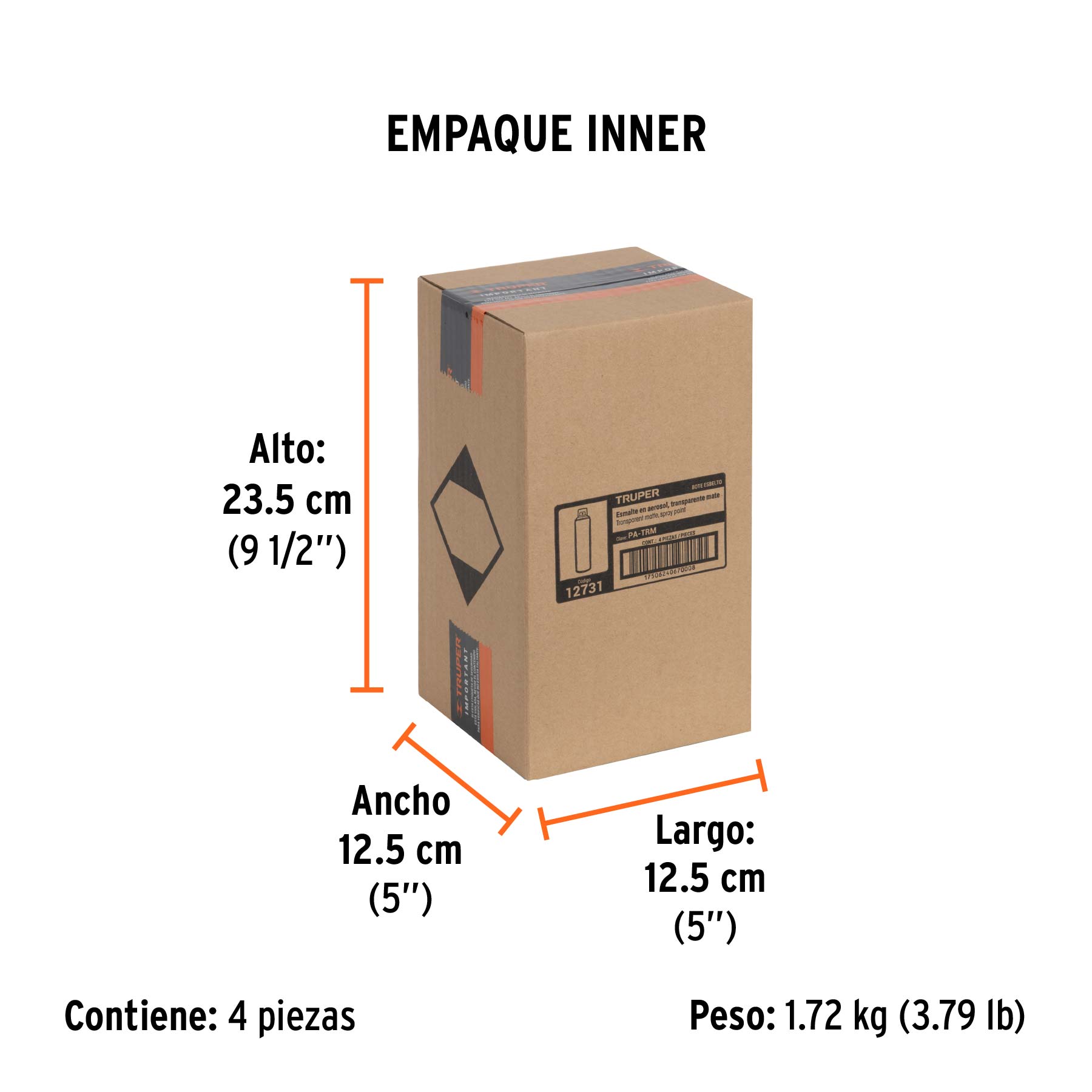 Pintura en aerosol, transparente mate, bote esbelto, 400 ml - Empaque