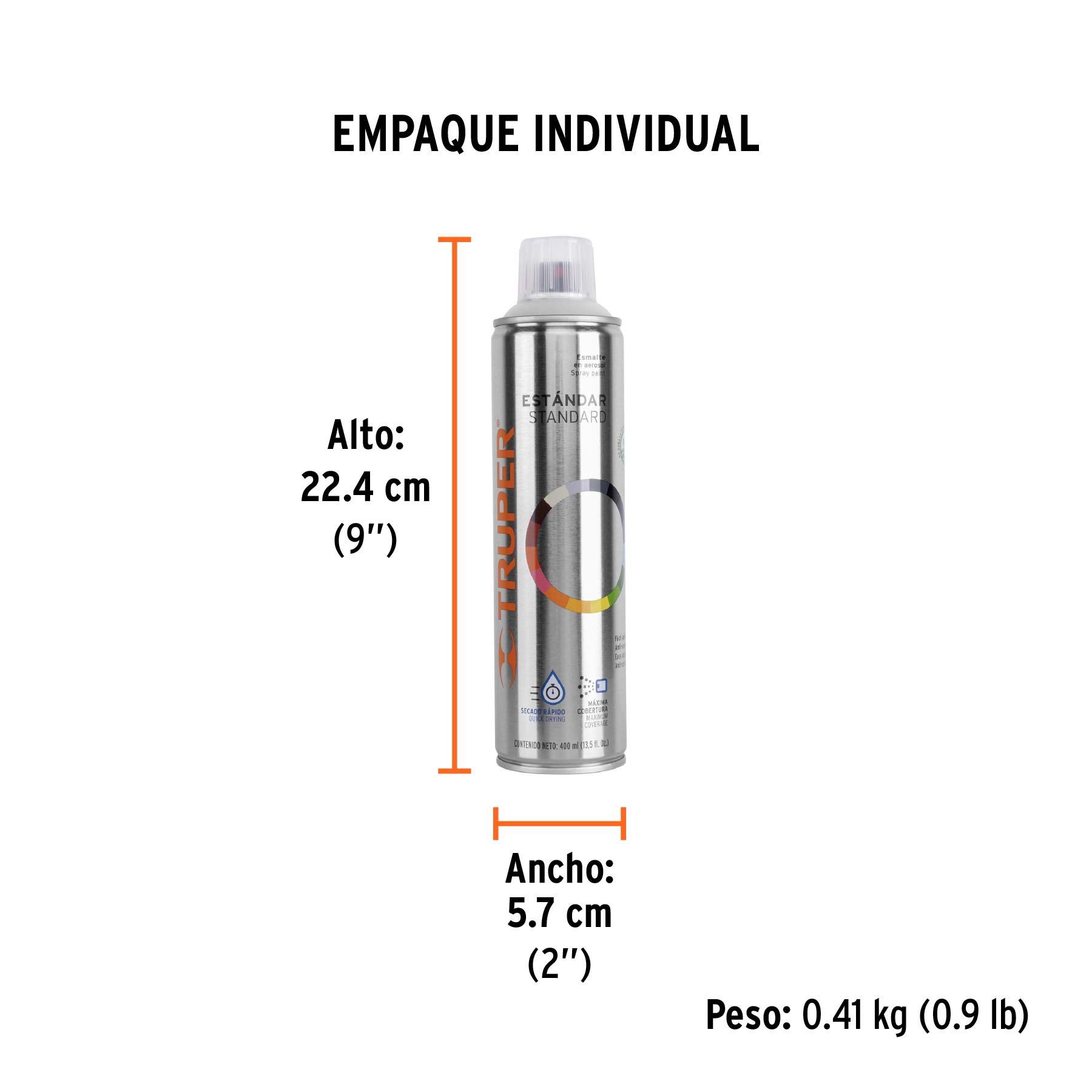 Pintura en aerosol, transparente mate, bote esbelto, 400 ml - Empaque