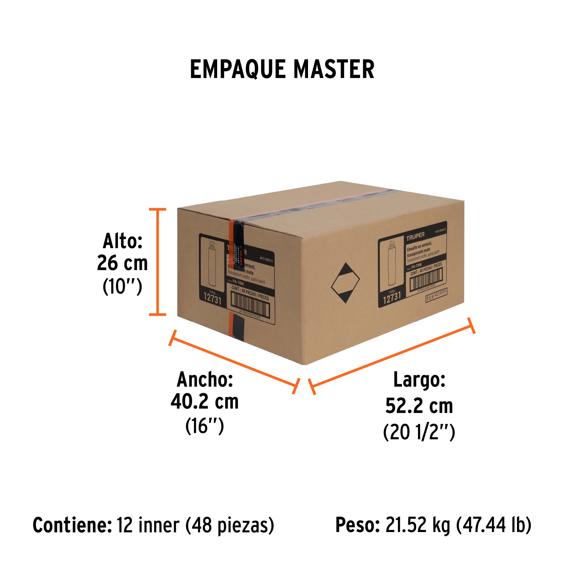 Pintura en aerosol, transparente mate, bote esbelto, 400 ml - Empaque