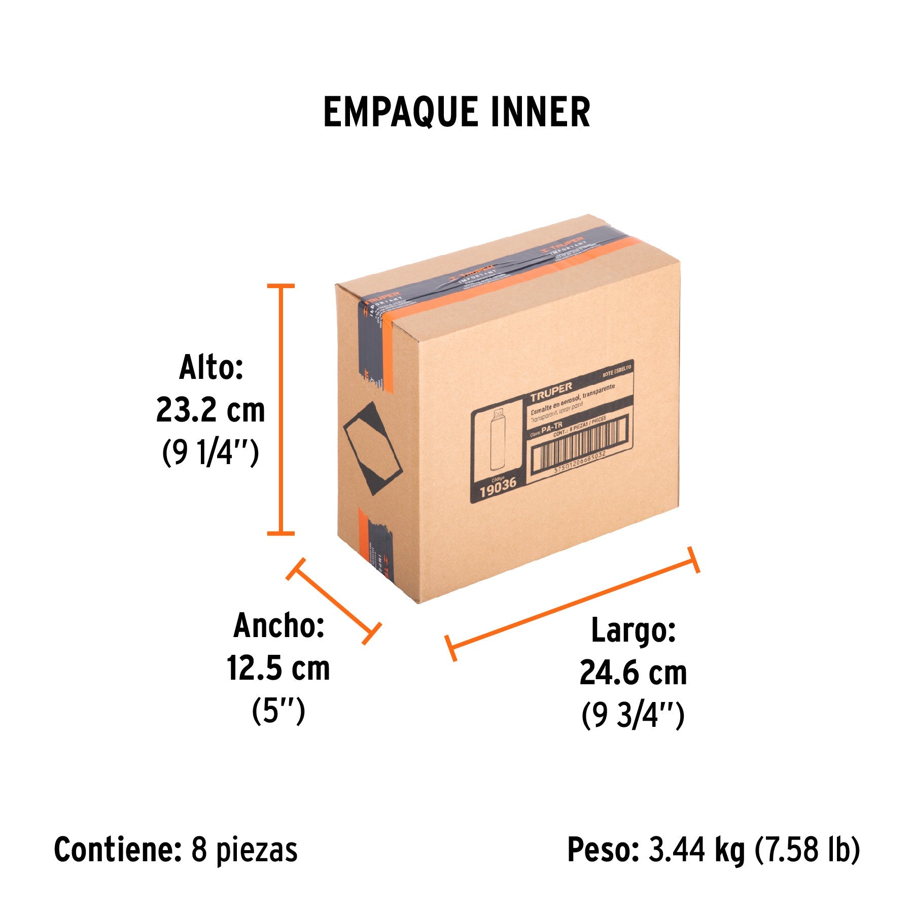 Pintura en aerosol,transparente brillante,bote esbelto,400ml - Empaque