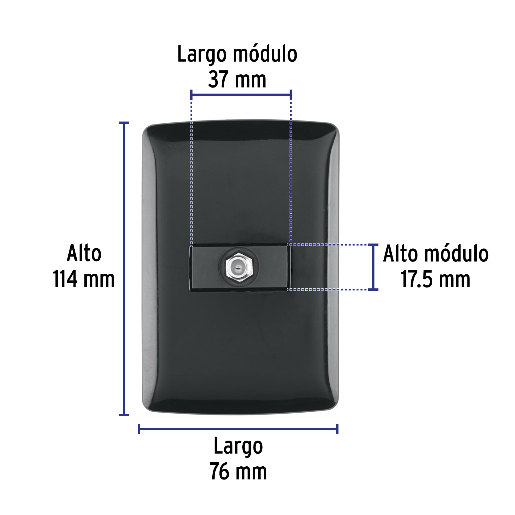 Placa armada con conexión para TV, negro, línea Italiana