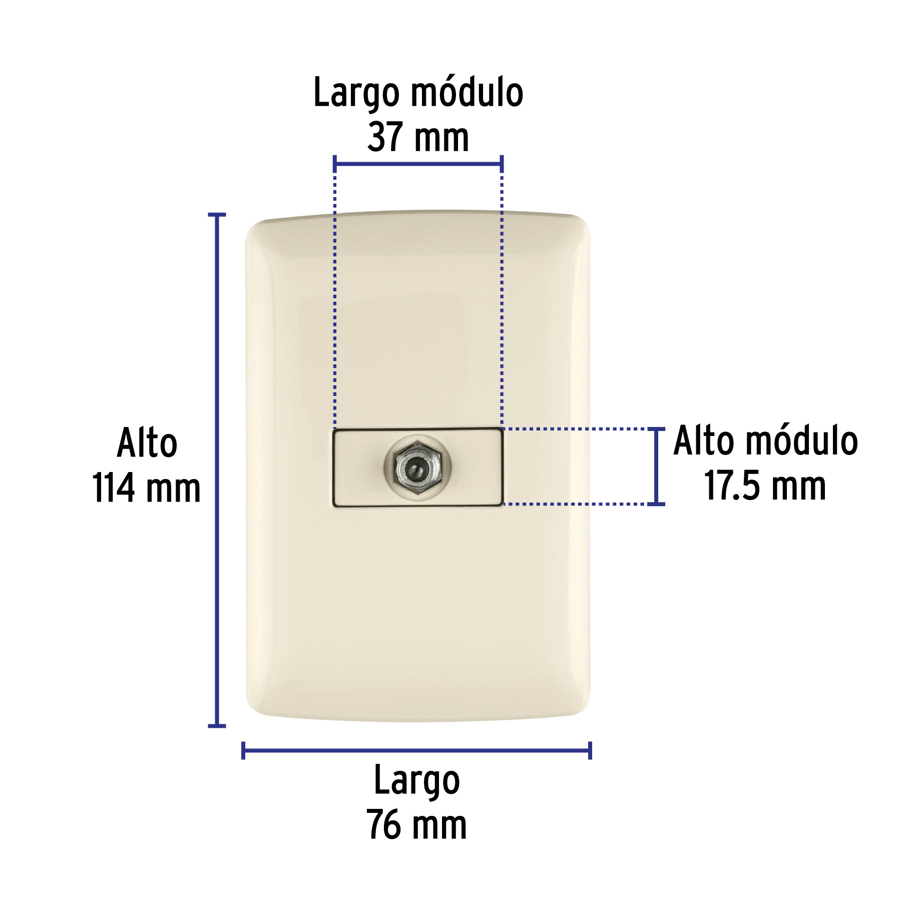 Placa armada con conexión para TV, marfil, línea Italiana