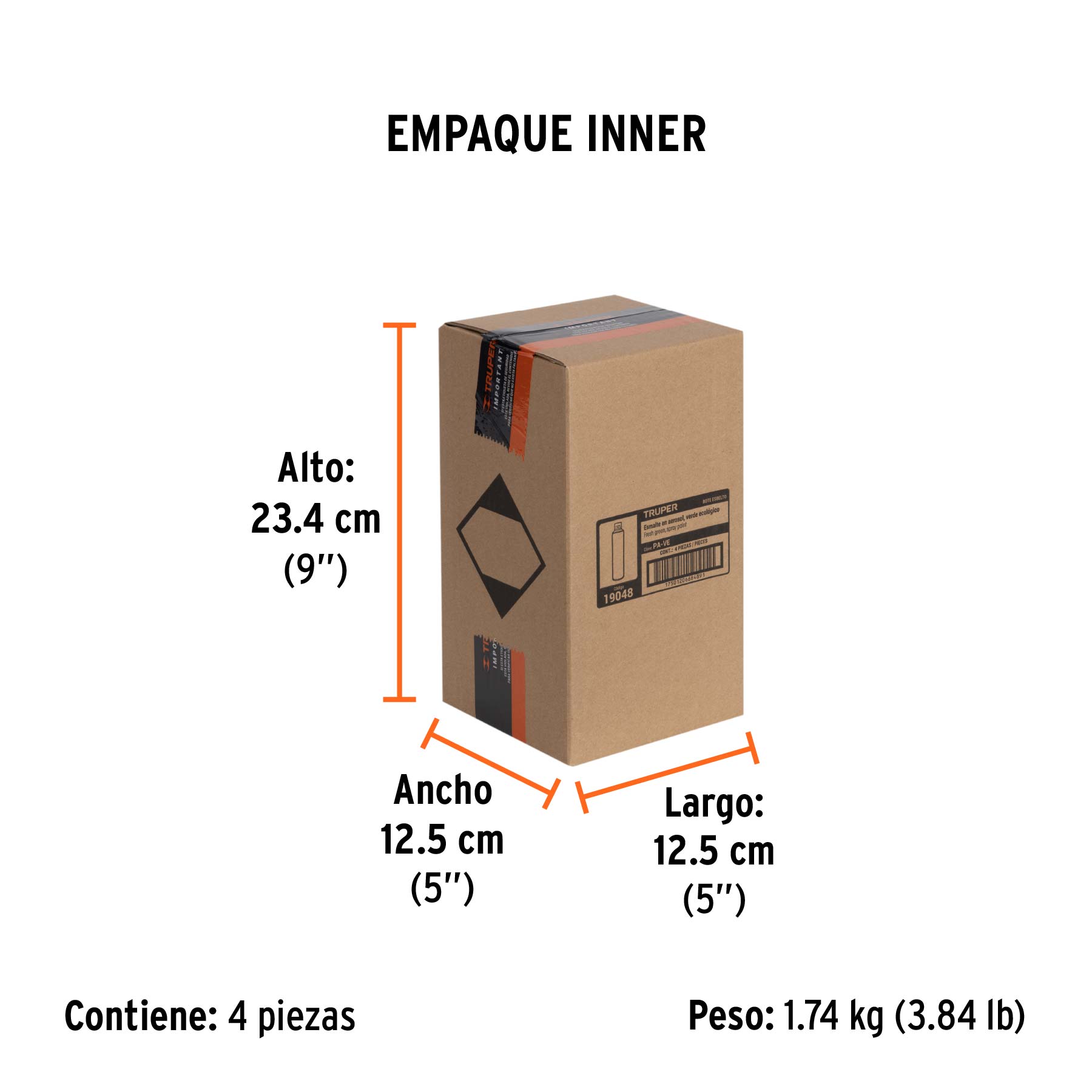 Pintura en aerosol, verde ecológico, bote esbelto, 400 ml - Empaque