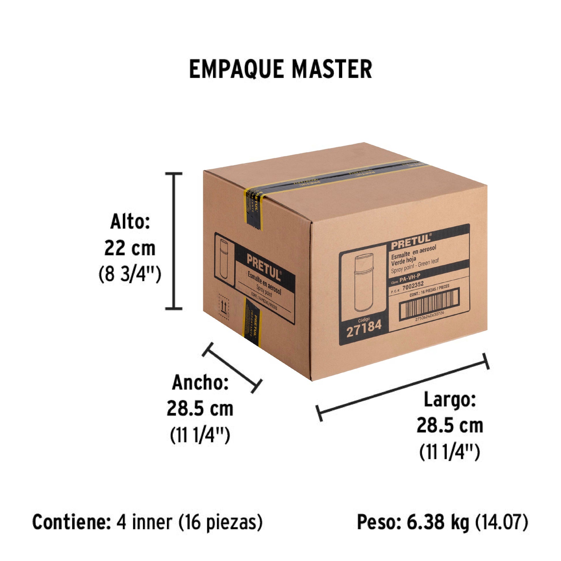 Pintura en aerosol, verde hoja, 400 ml, PRETUL - Empaque