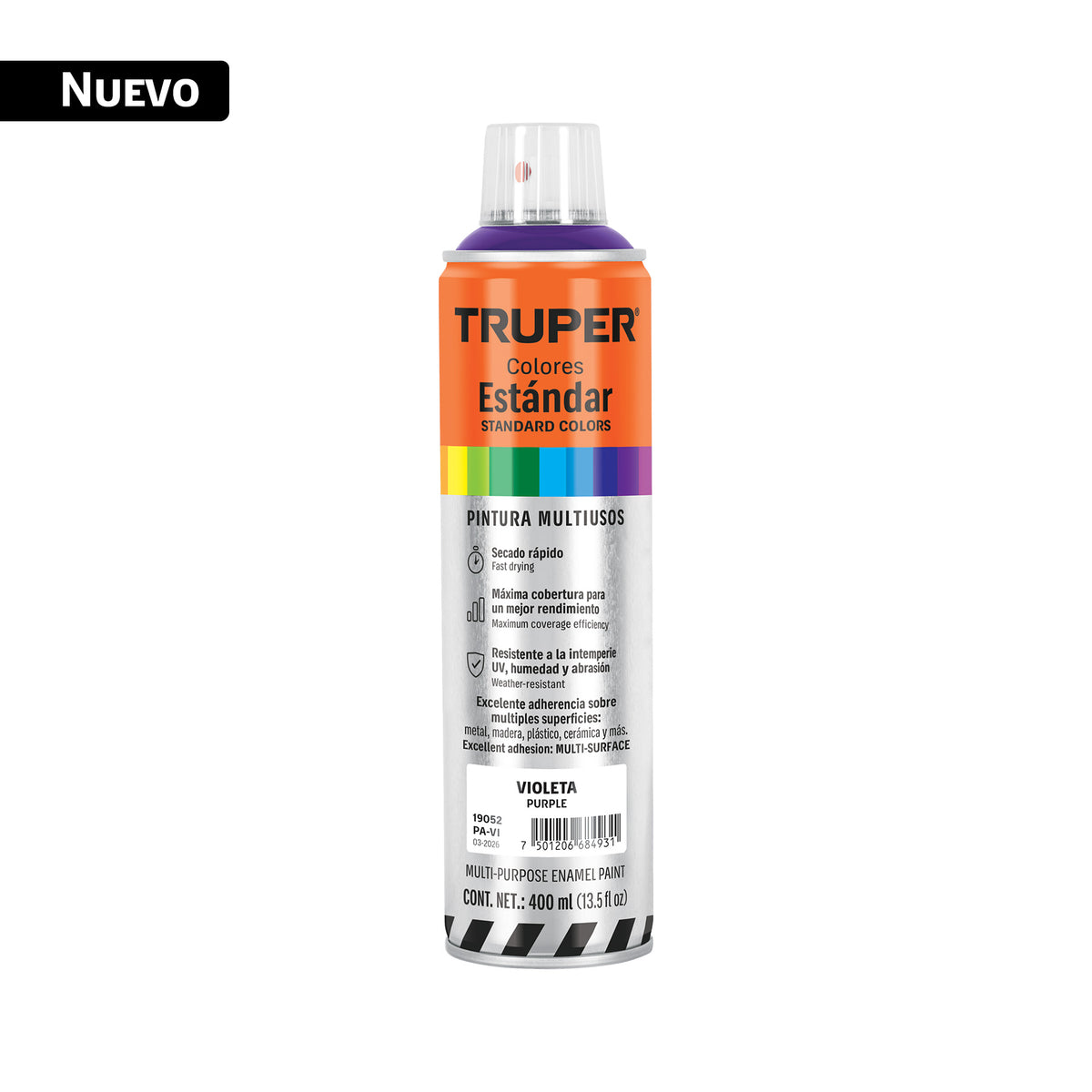 Pintura aerosol violeta, bote esbelto 400 ml, TRUPER