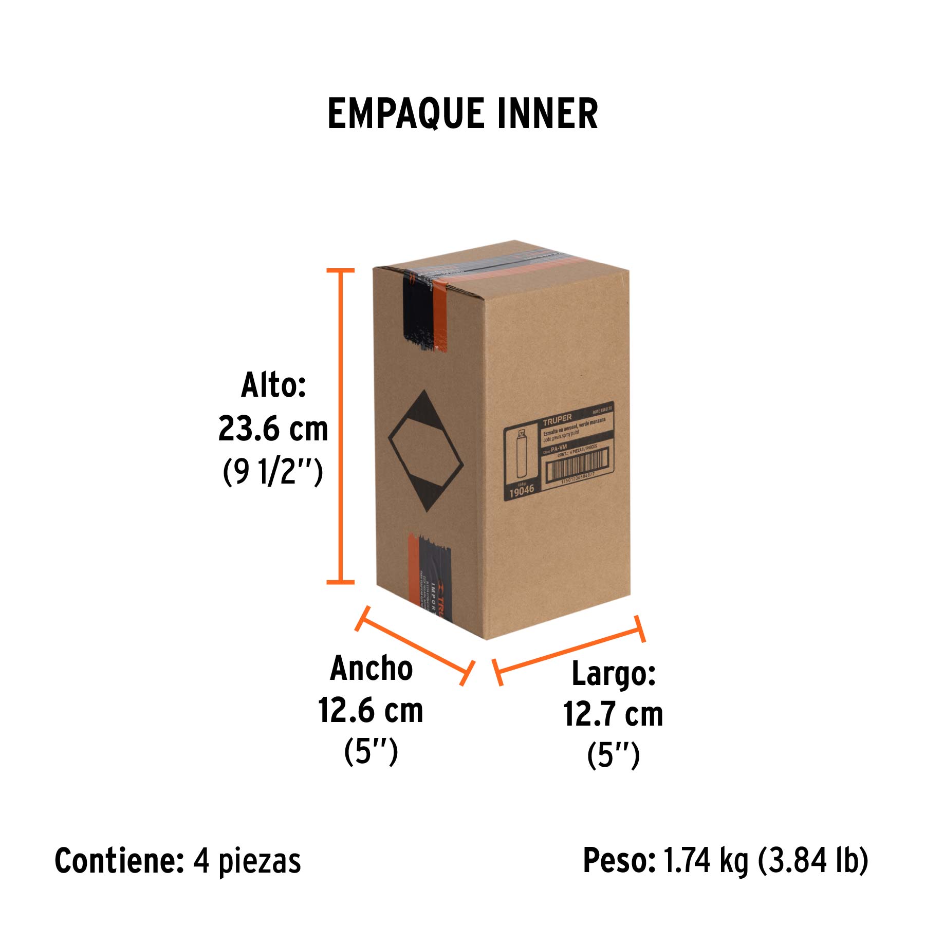 Pintura en aerosol, verde manzana, bote esbelto, 400 ml - Empaque