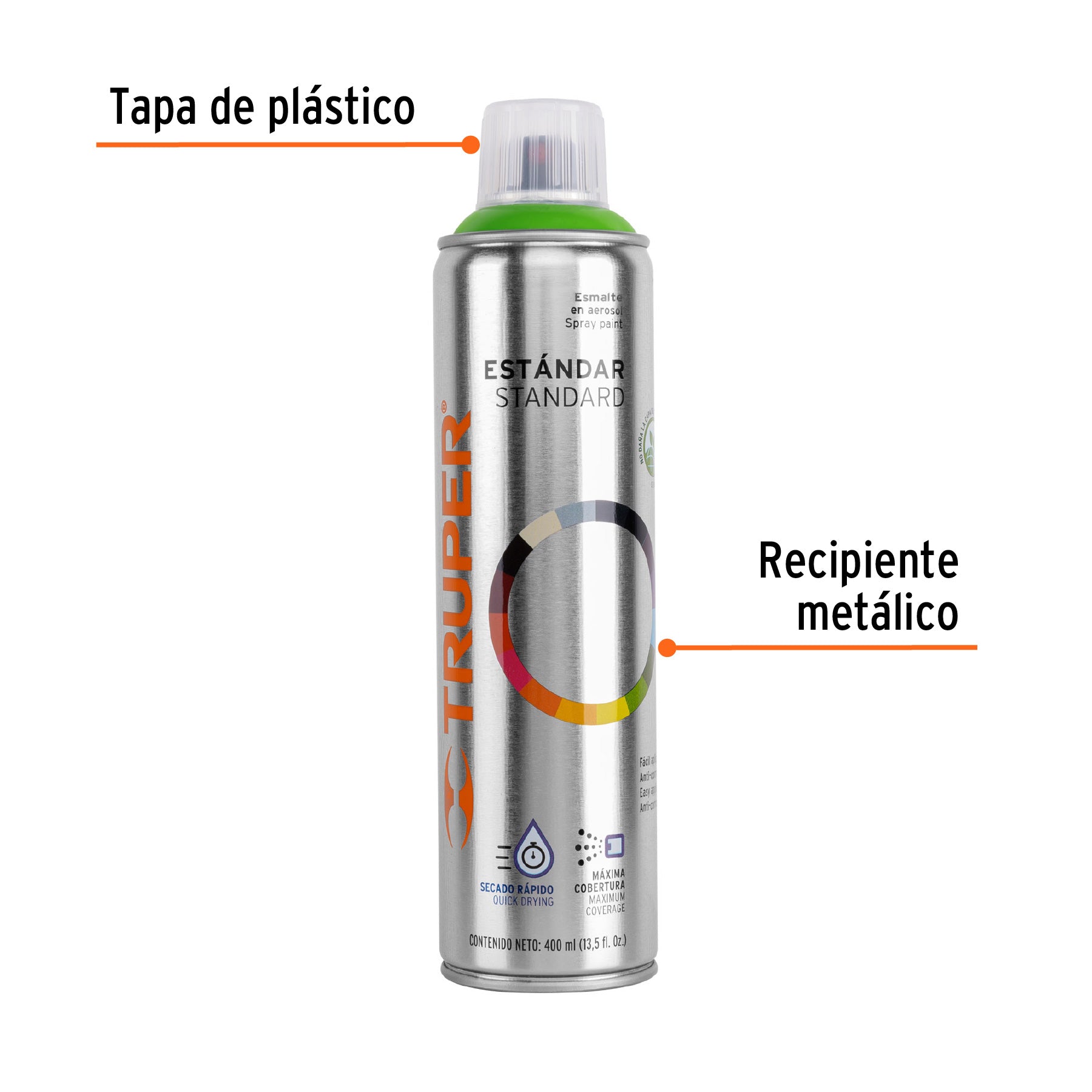 Pintura en aerosol, verde manzana, bote esbelto, 400 ml