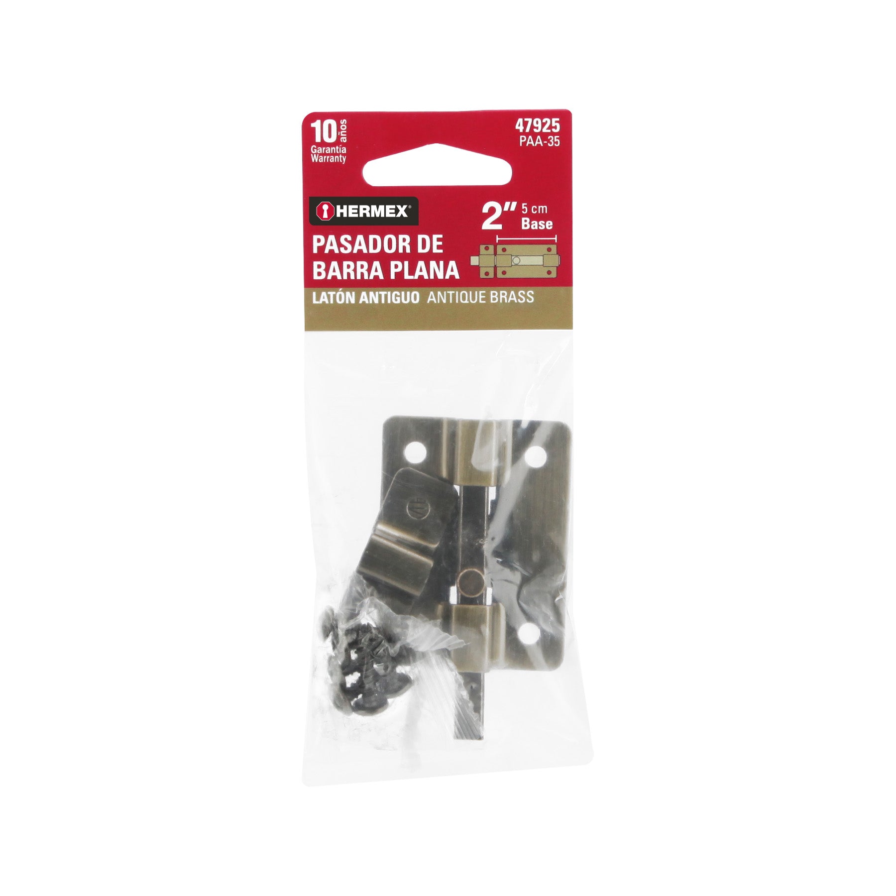 Pasador de barra plana 2", latón antiguo, HERMEX