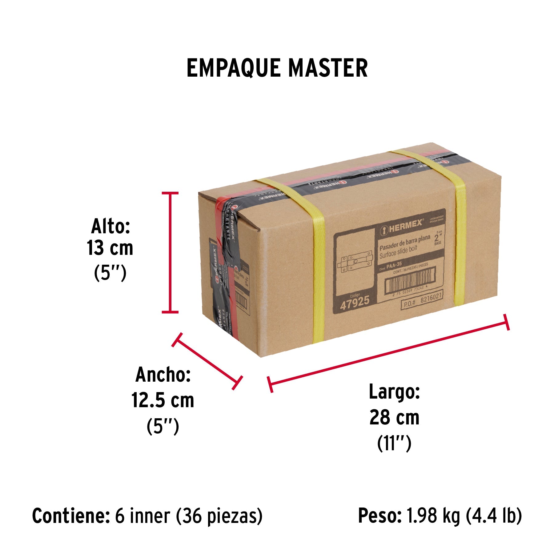 Pasador de barra plana 2", latón antiguo, HERMEX - Empaque