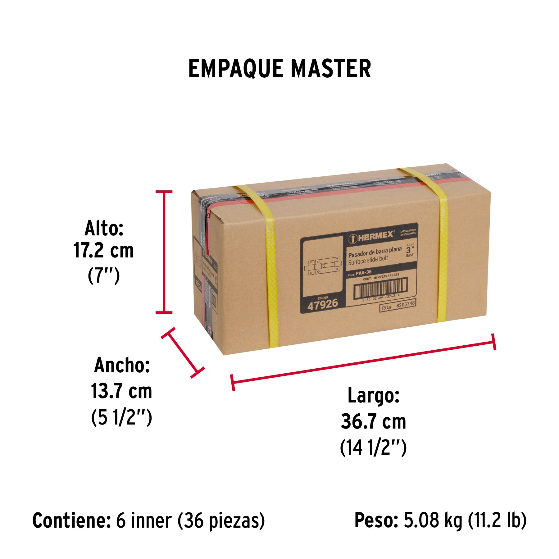 Pasador de barra plana 3", latón antiguo, HERMEX - Empaque