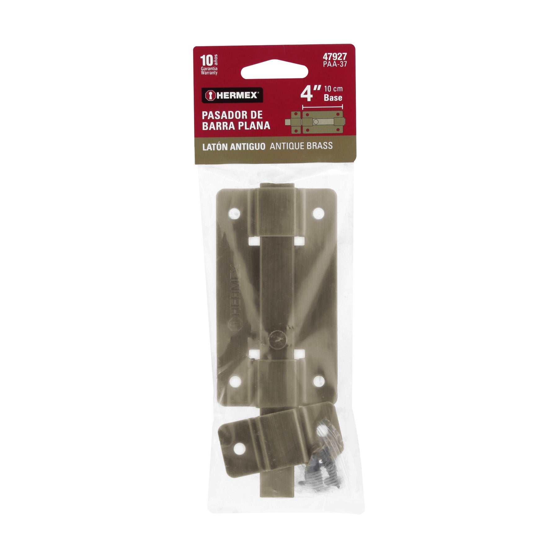 Pasador de barra plana 4", latón antiguo, HERMEX
