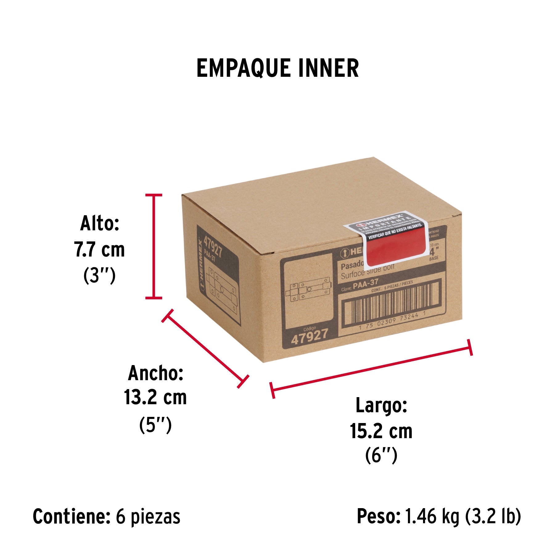 Pasador de barra plana 4", latón antiguo, HERMEX - Empaque