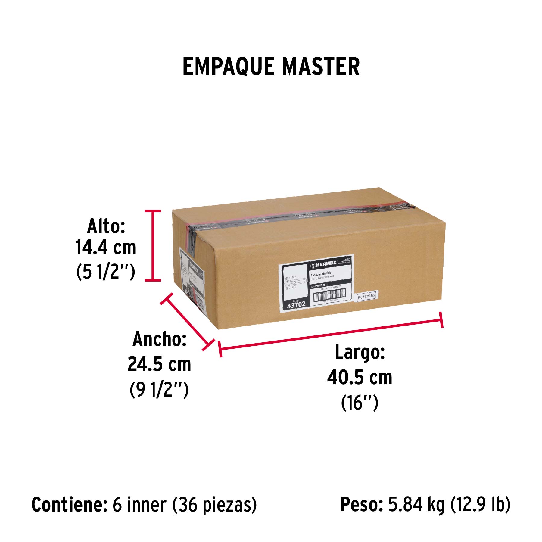 Pasador abatible para puerta, acabado latón antiguo, HERMEX - Empaque