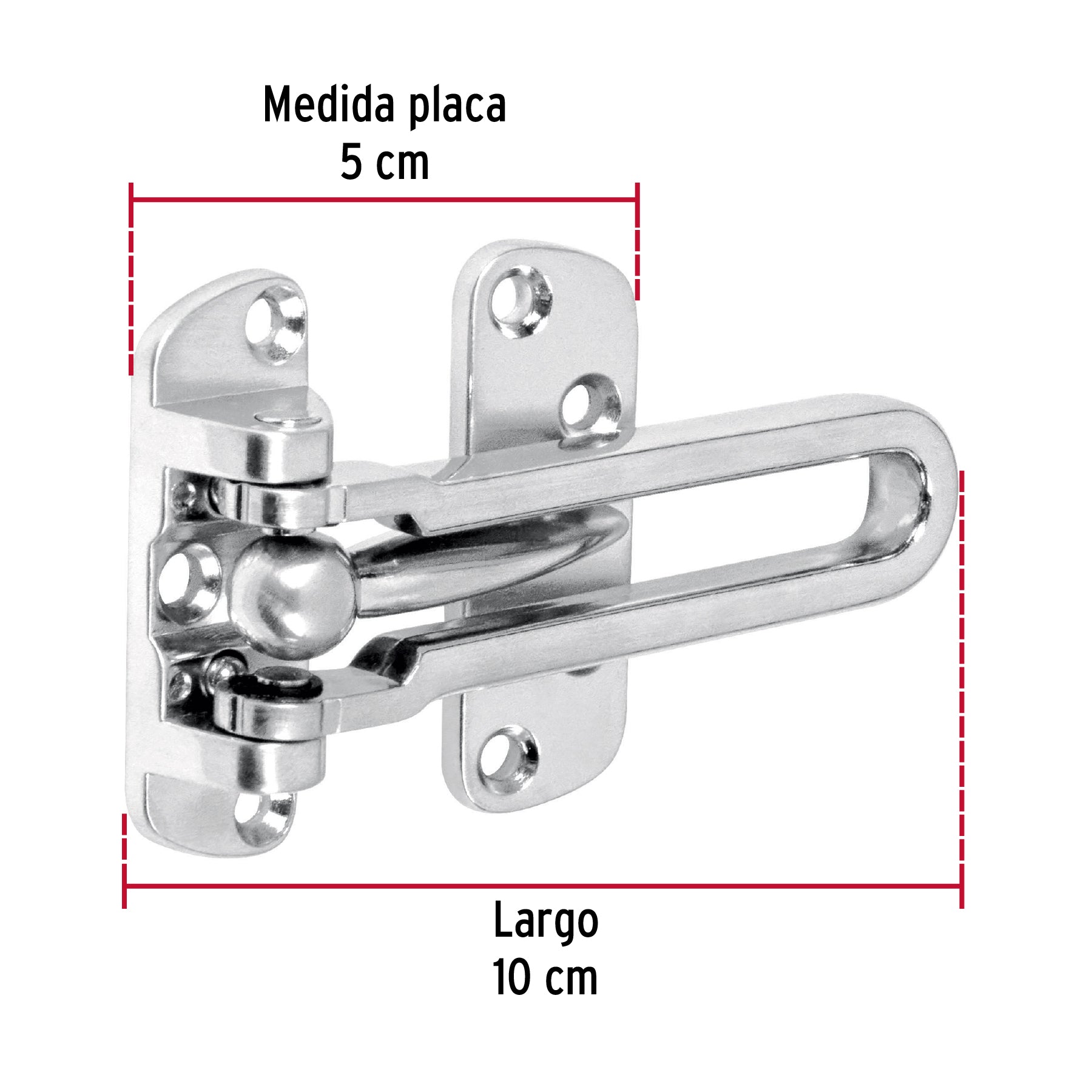 Pasador abatible para puerta, acabado cromo mate, HERMEX