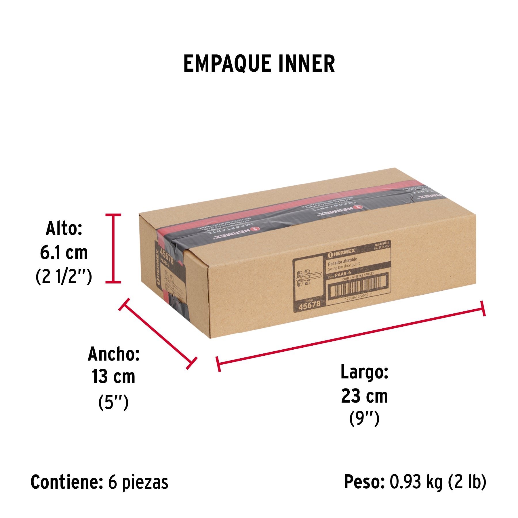 Pasador abatible para puerta, acabado negro, HERMEX - Empaque