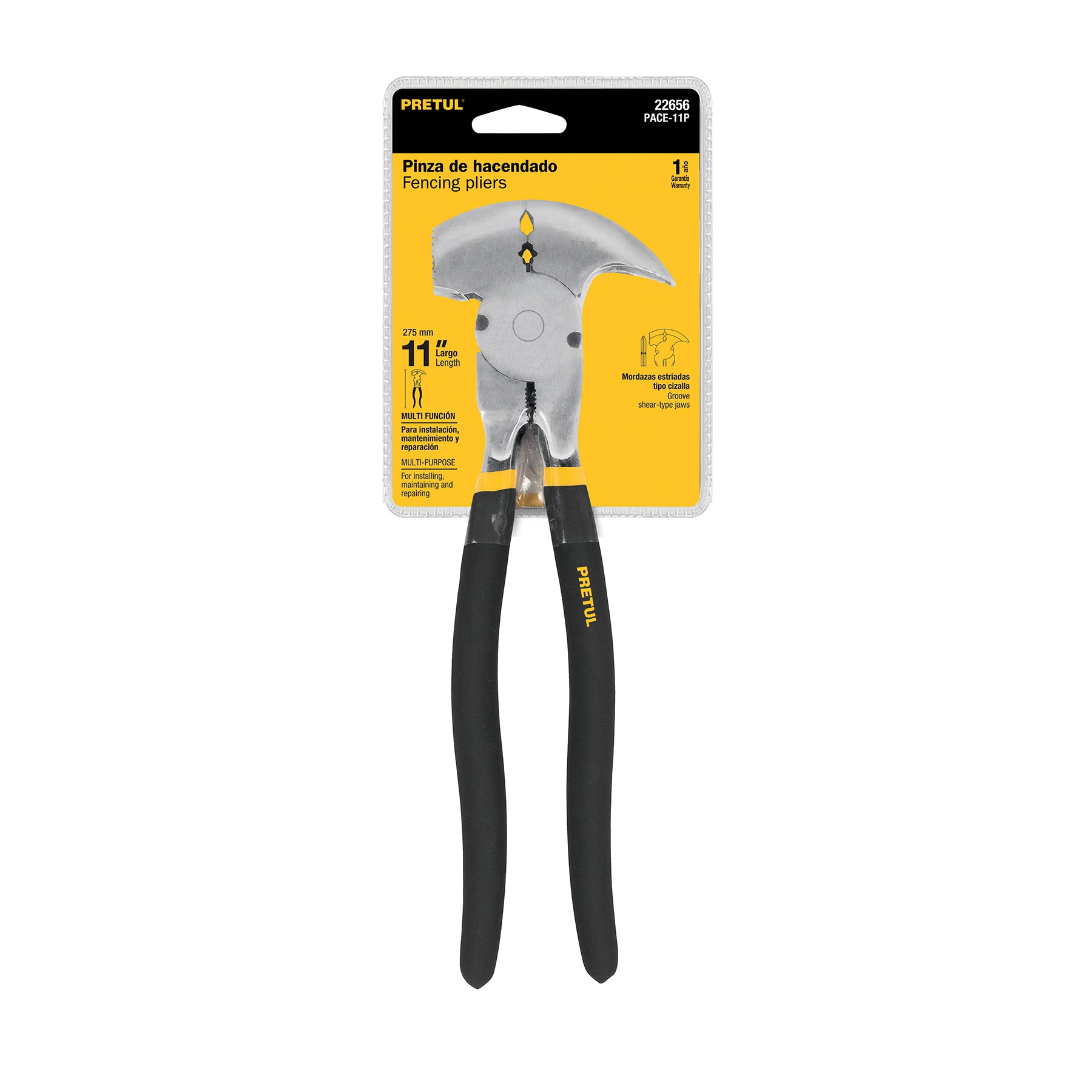 Pinza de hacendado 11" mango de PVC, PRETUL