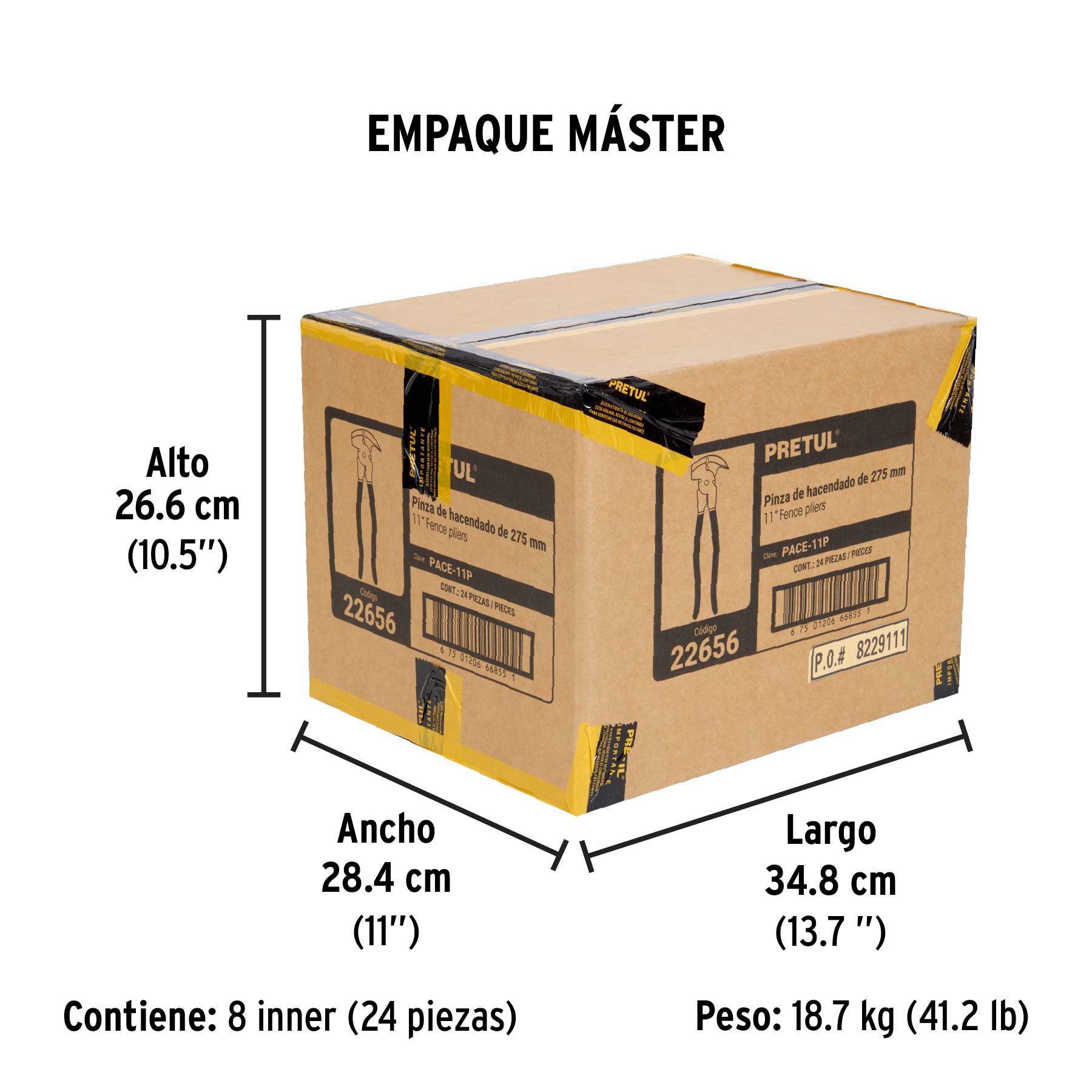 Pinza de hacendado 11" mango de PVC, PRETUL - Empaque
