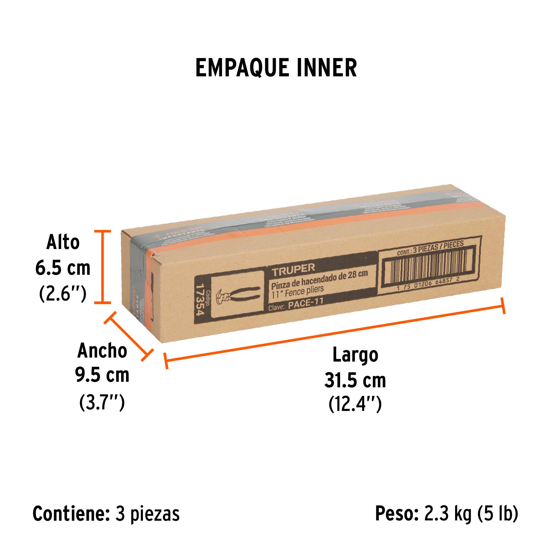 Pinza de hacendado 11" mango de PVC, TRUPER - Empaque