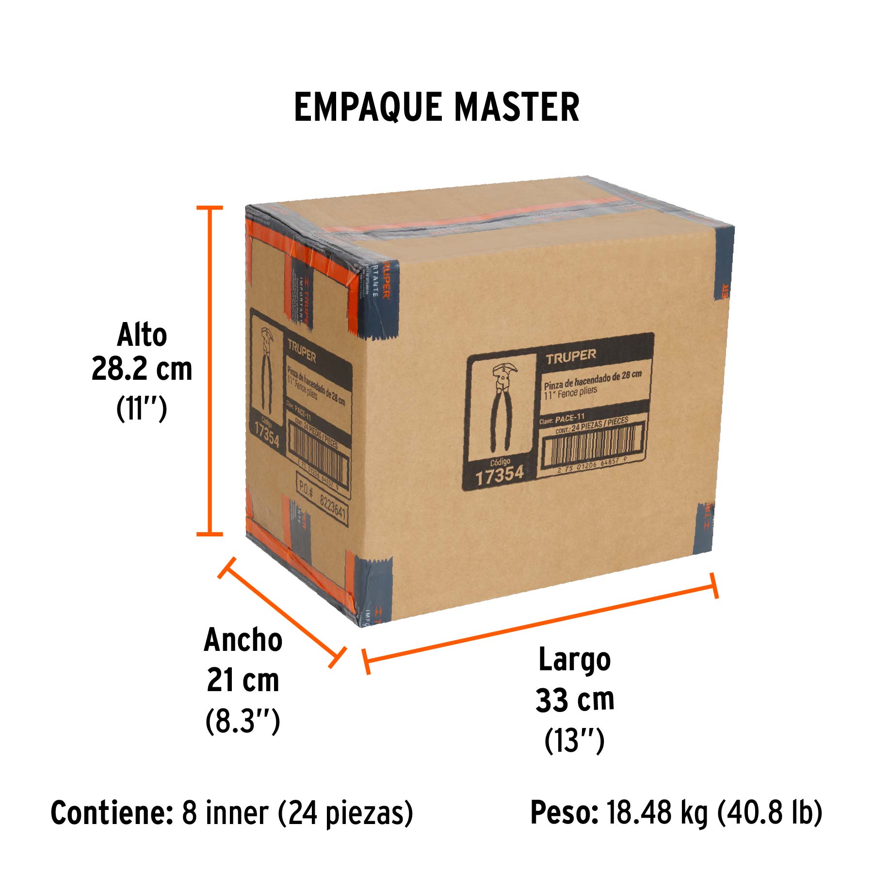 Pinza de hacendado 11" mango de PVC, TRUPER - Empaque