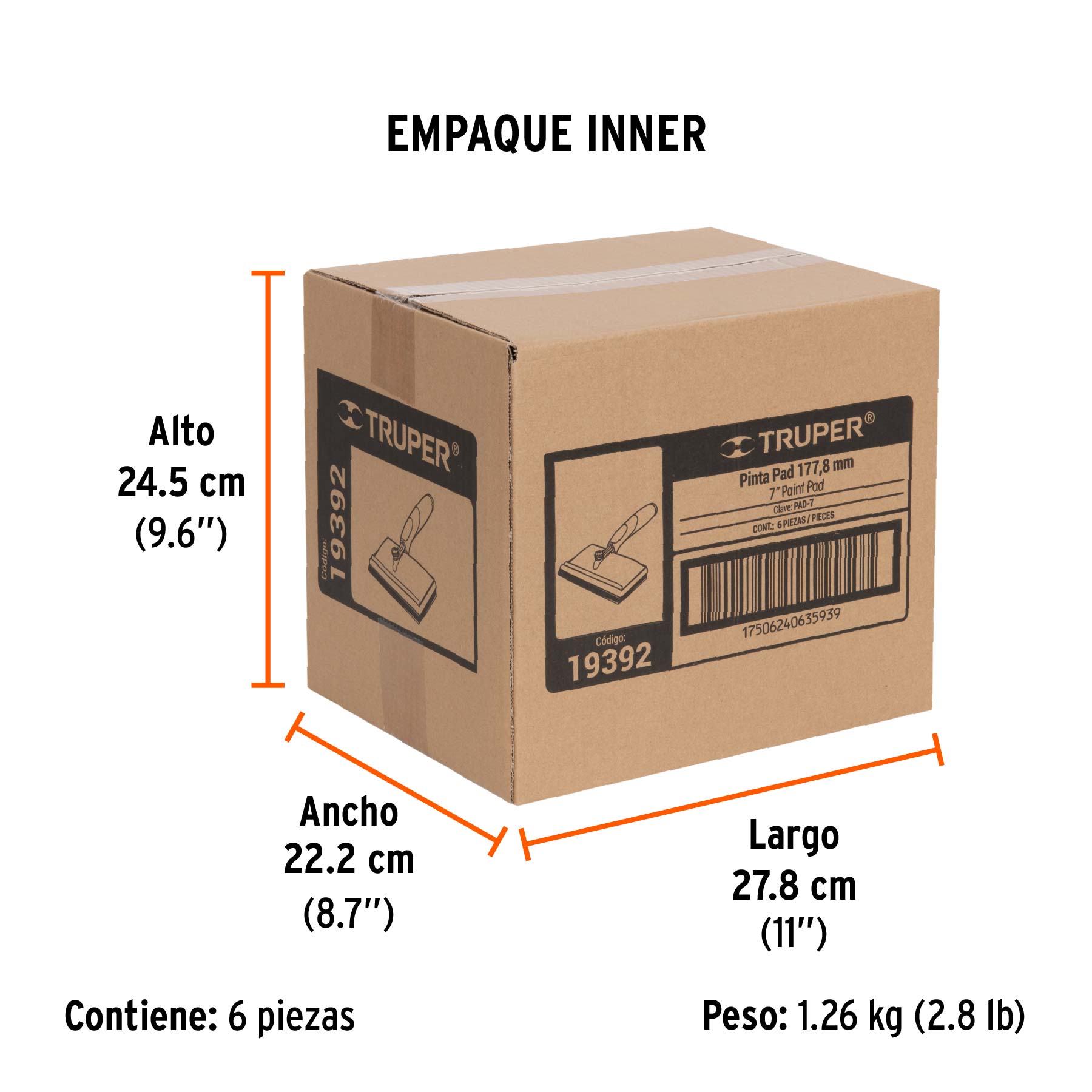Pinta pad 7", TRUPER - Empaque