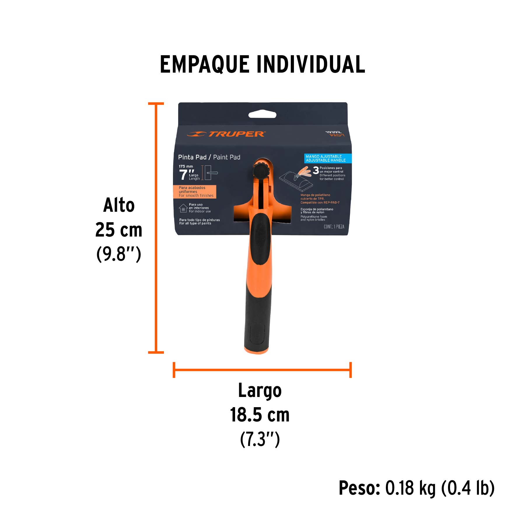 Pinta pad 7", TRUPER - Empaque