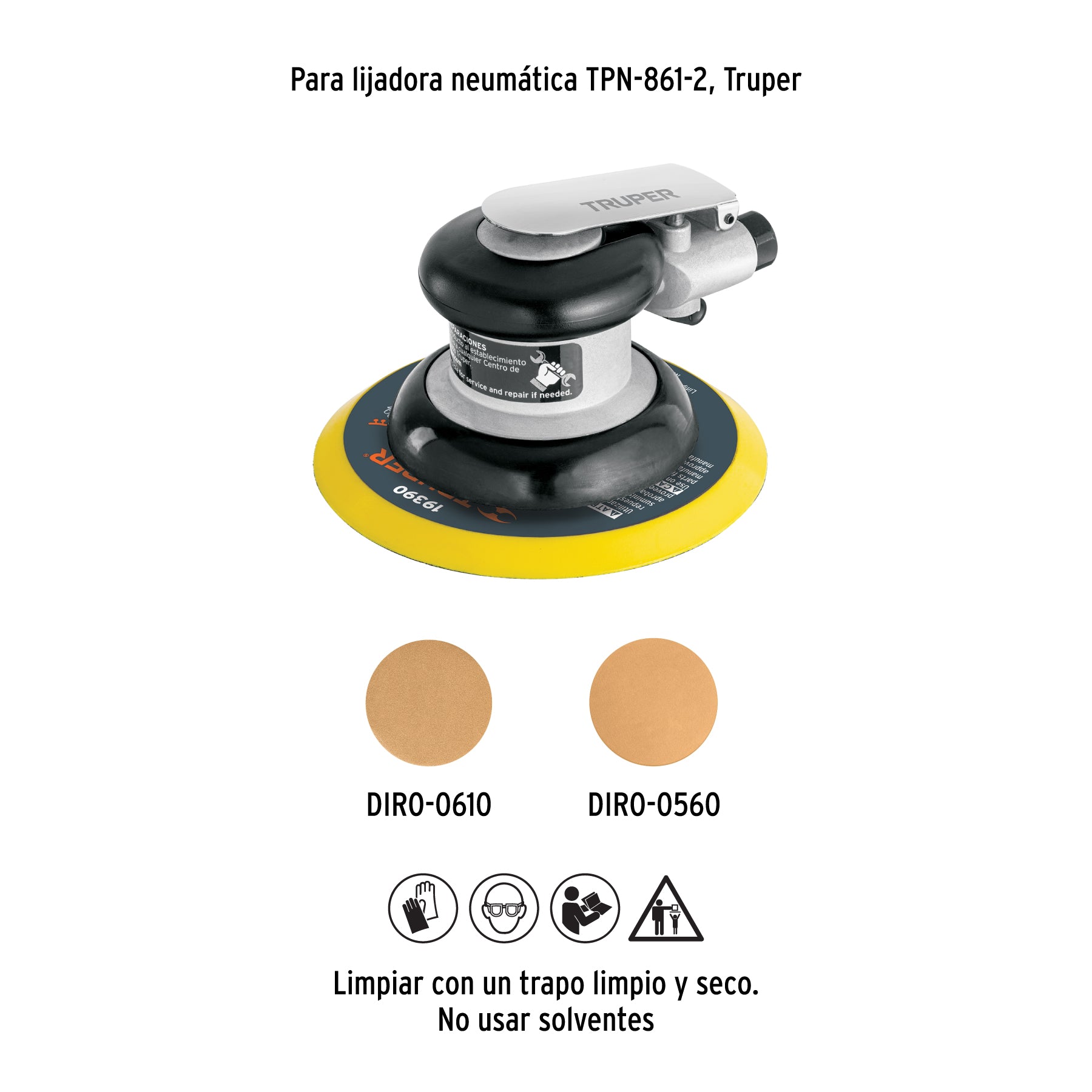Pad para lijadora neumática TPN-861, fijación hook and loop