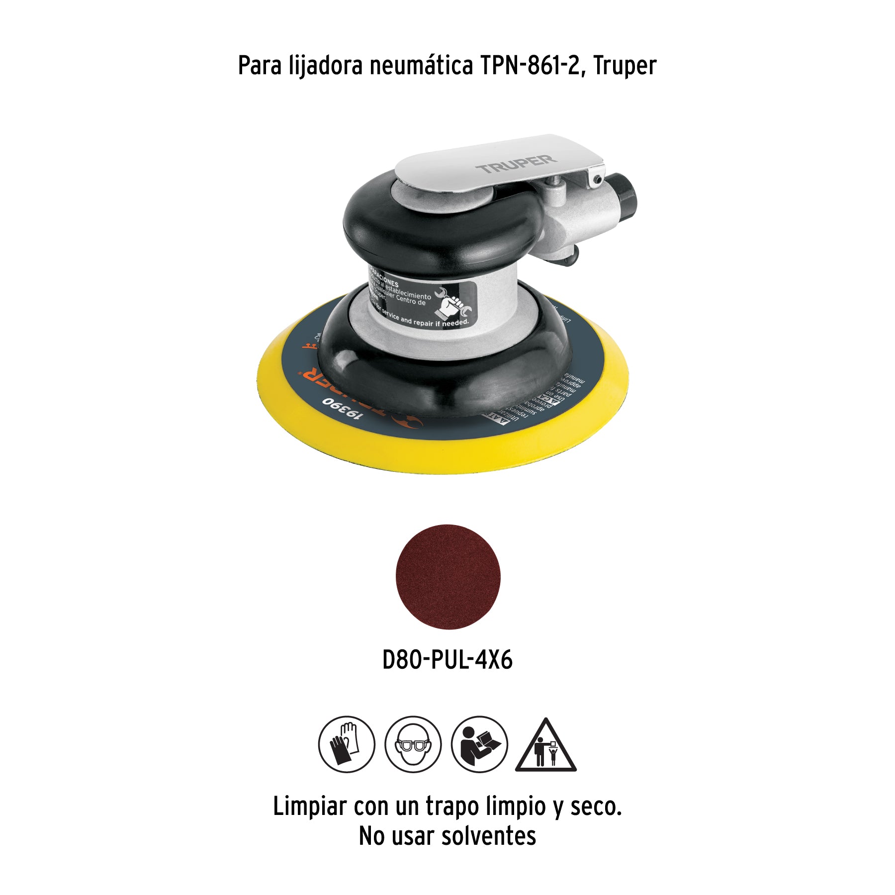 Pad de vinil para lijadora neumática TPN-861, TRUPER