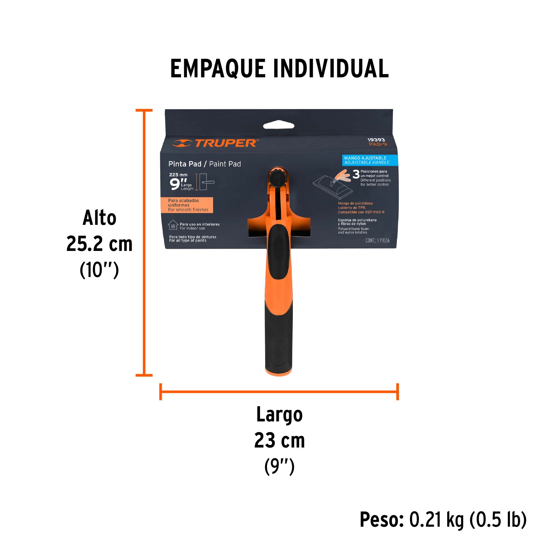 Pinta pad 9", TRUPER - Empaque