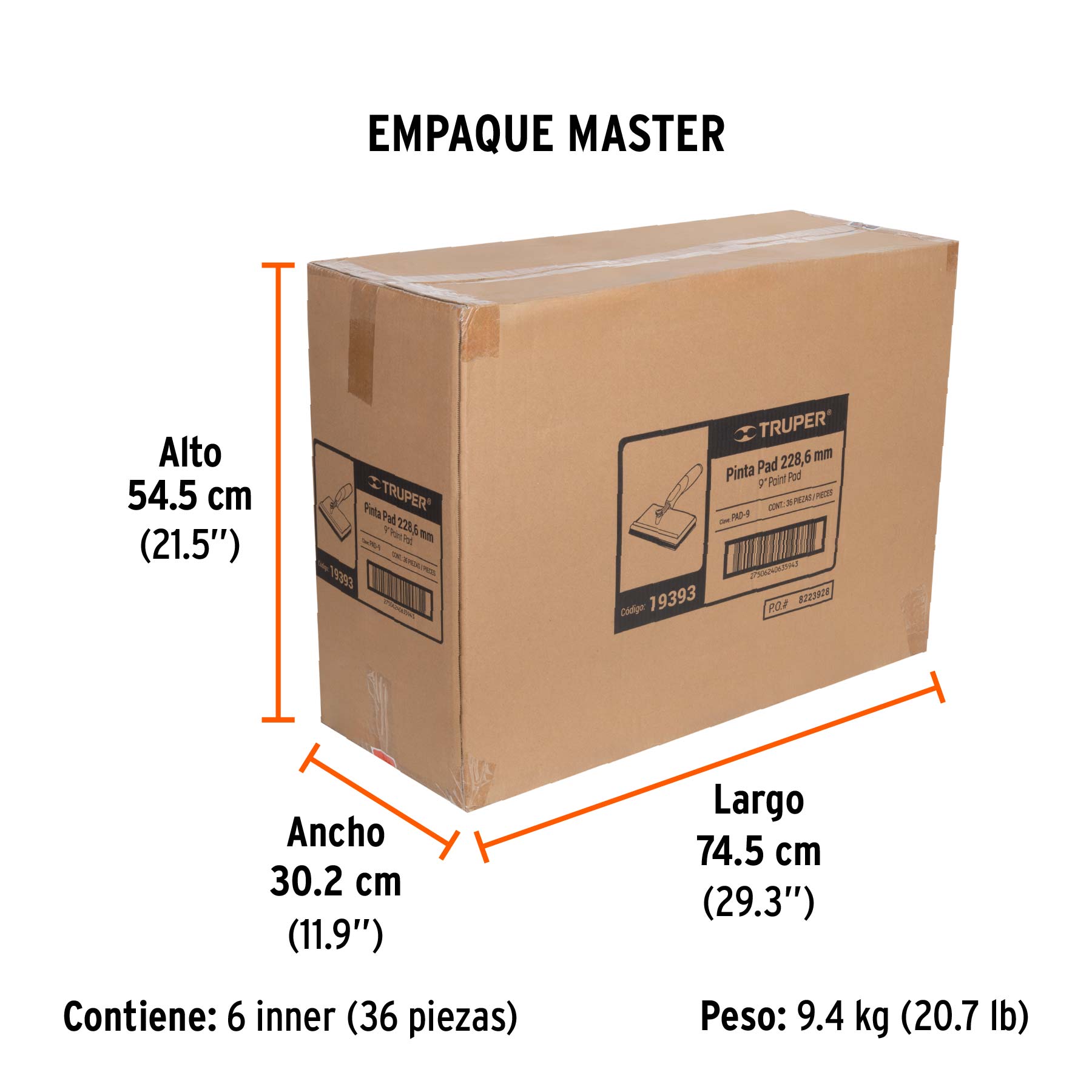 Pinta pad 9", TRUPER - Empaque