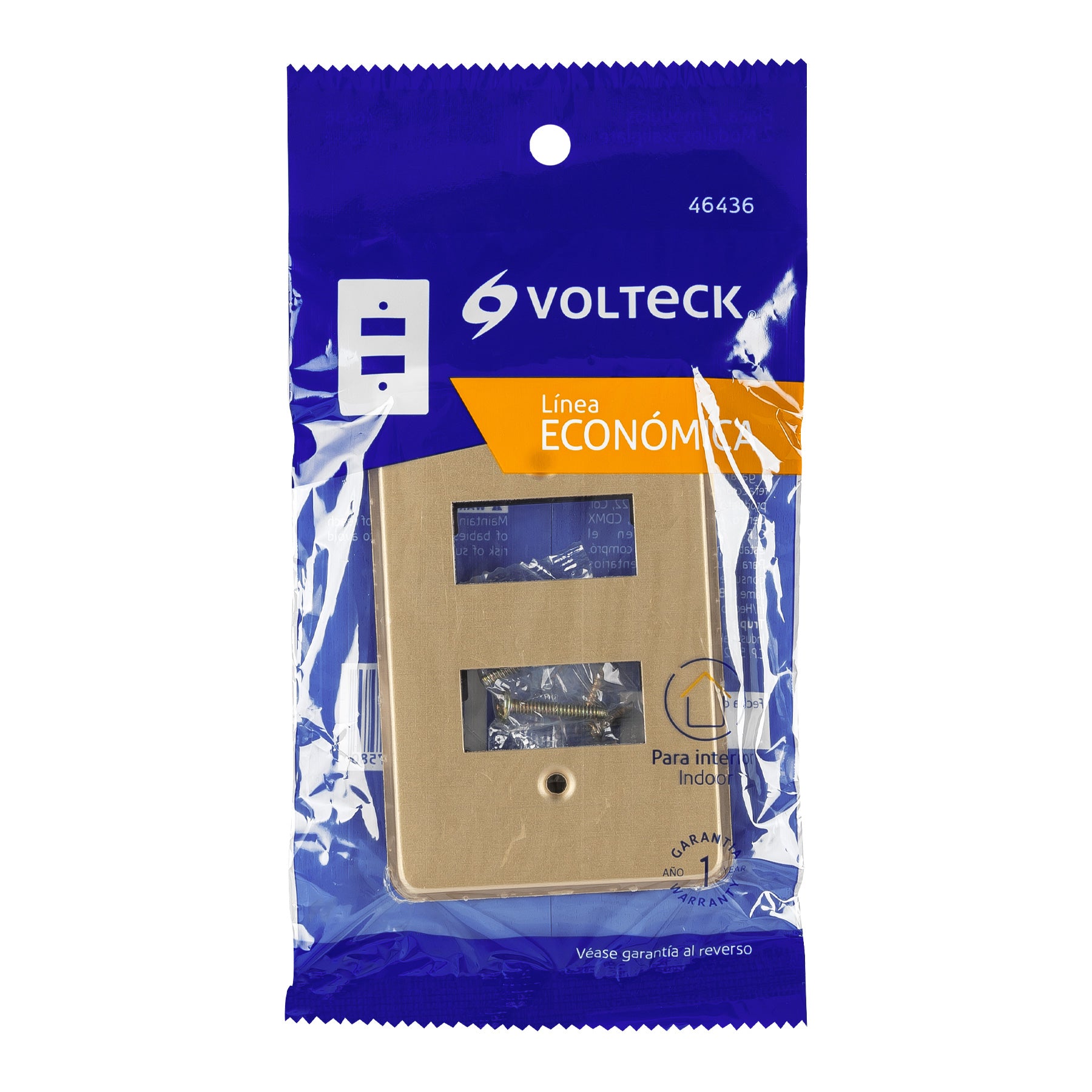 Placa 2 módulos, de aluminio, línea Económica, VOLTECK