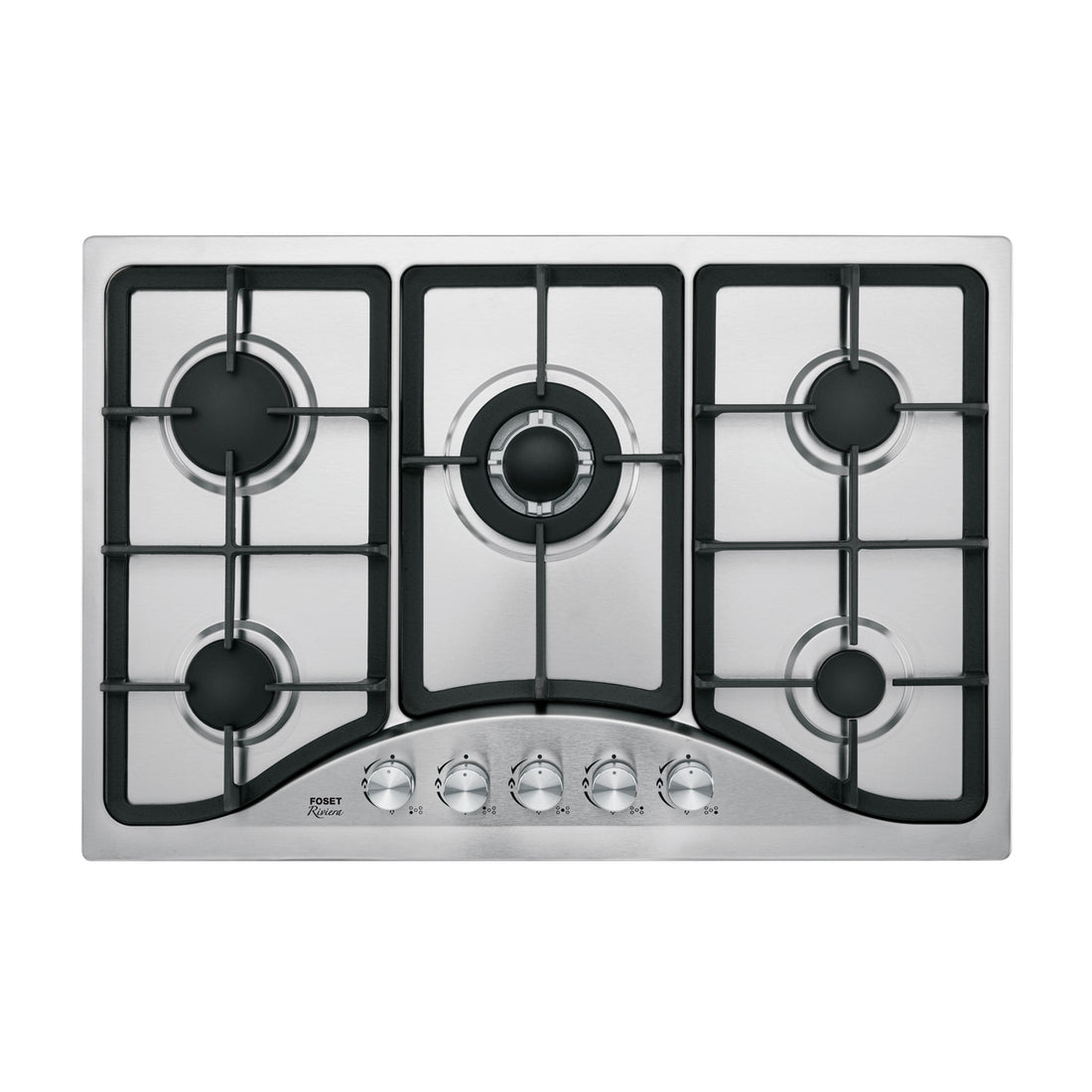 Parrilla gas empotrable 75cm, 5 quem, acero inox, RIVIERA